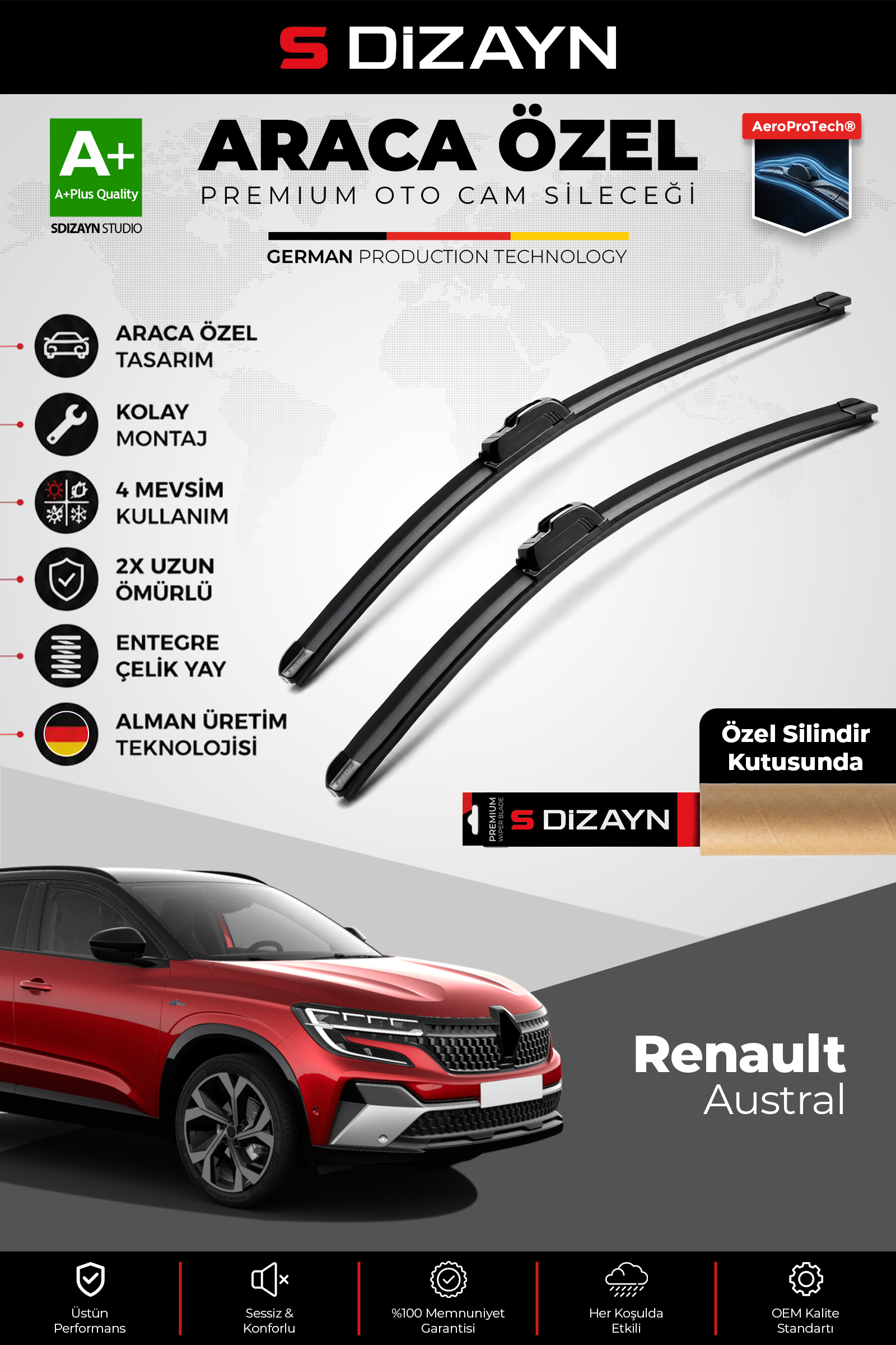 Renault Austral Ön Cam Silecek Seti 2023 Üzeri Premium Araca Özel 65-48 Cm 1
