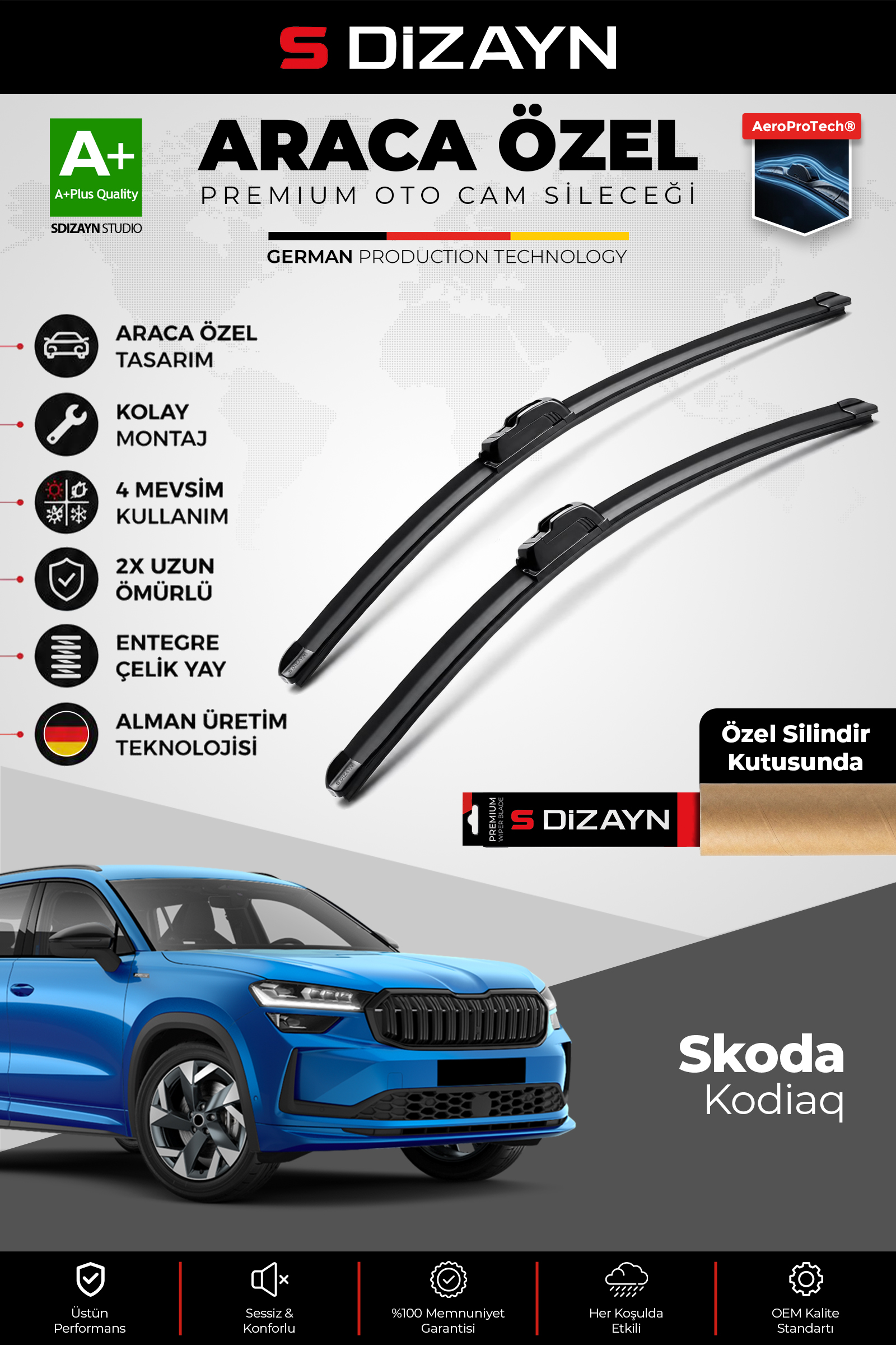 Skoda Kodiaq 2 Ön Cam Silecek Seti 2024 Üzeri Premium Araca Özel 65-55 Cm 1