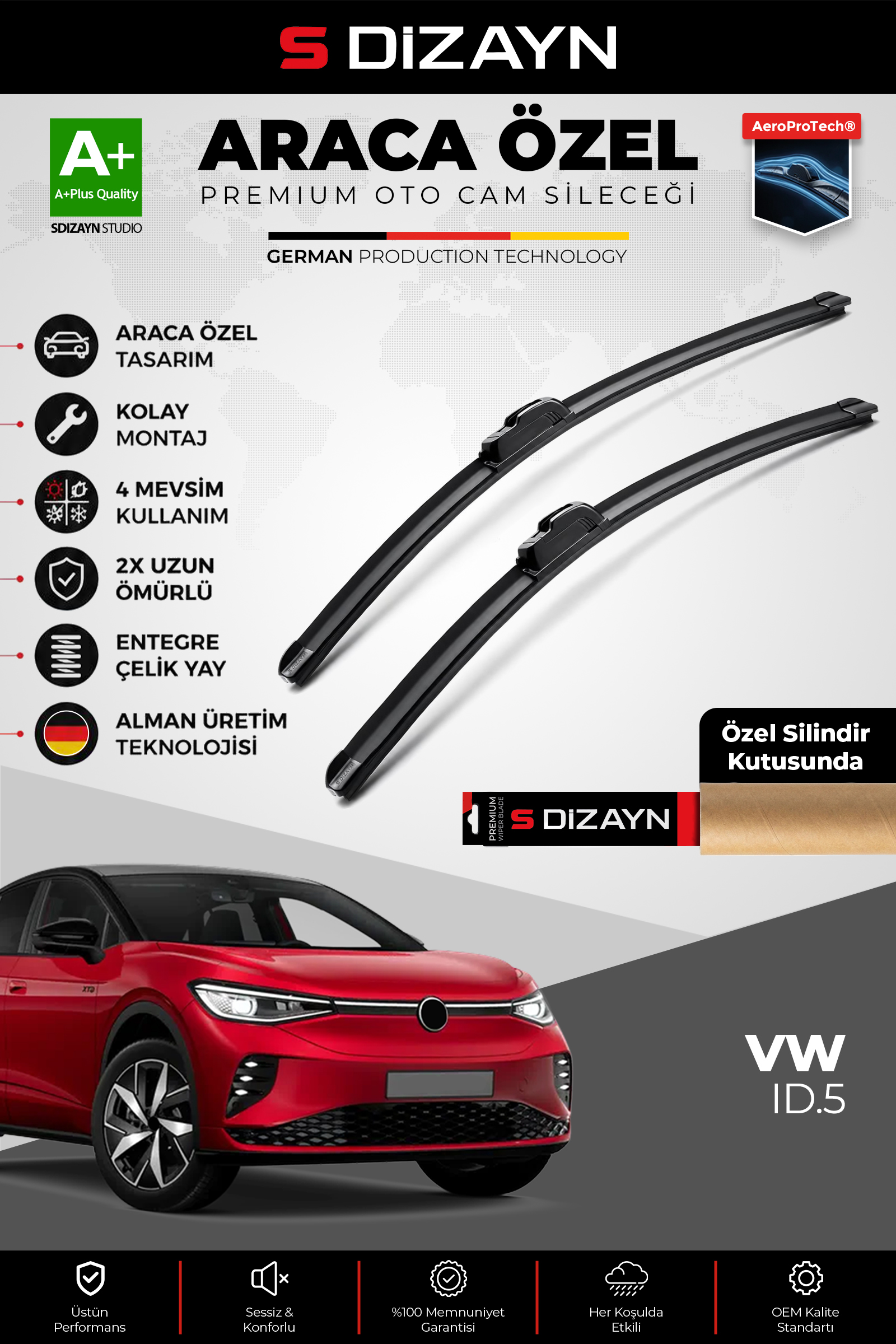 VW ID.5 Ön Cam Silecek Seti 2021 Üzeri Premium Araca Özel 70-45 Cm 1