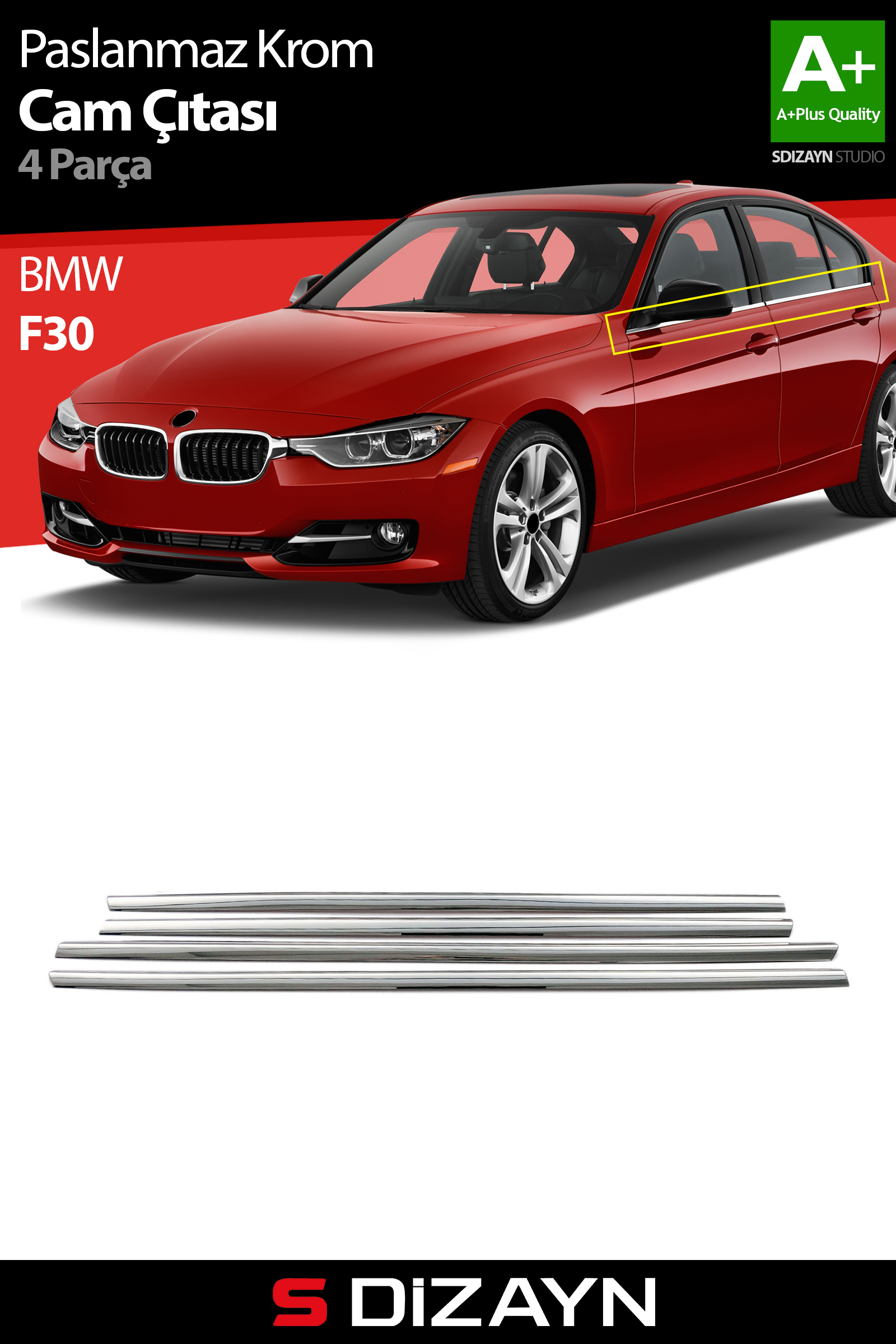 Bmw 3 Series F30 Chrome Window Trim 4 Piece 2012 After 1