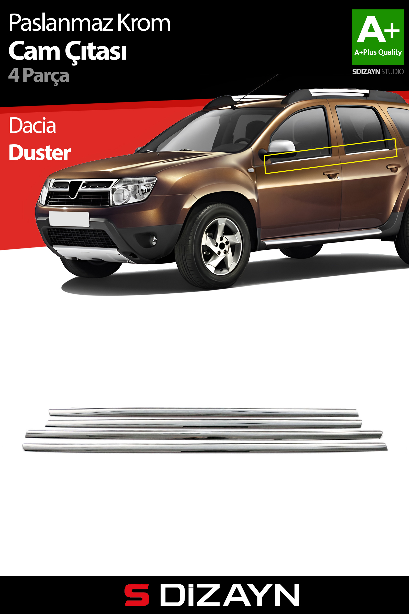 Dacia Duster Krom Cam Çıtası 4 Prç 2009-2018 1