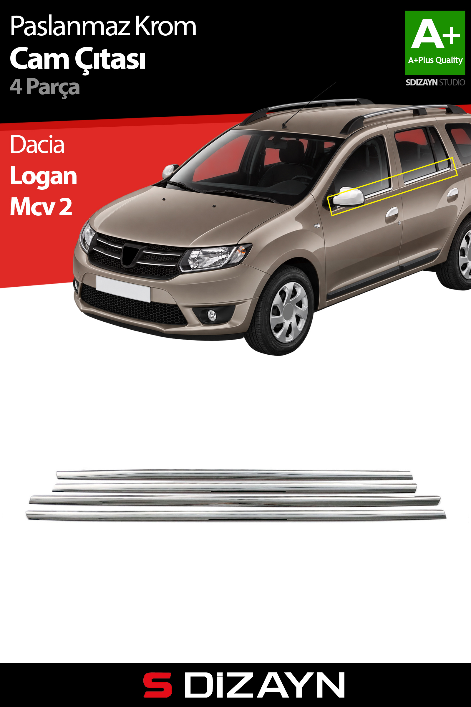 Dacia Logan Mcv Krom Cam Çıtası 4 Prç 2013-2020 1