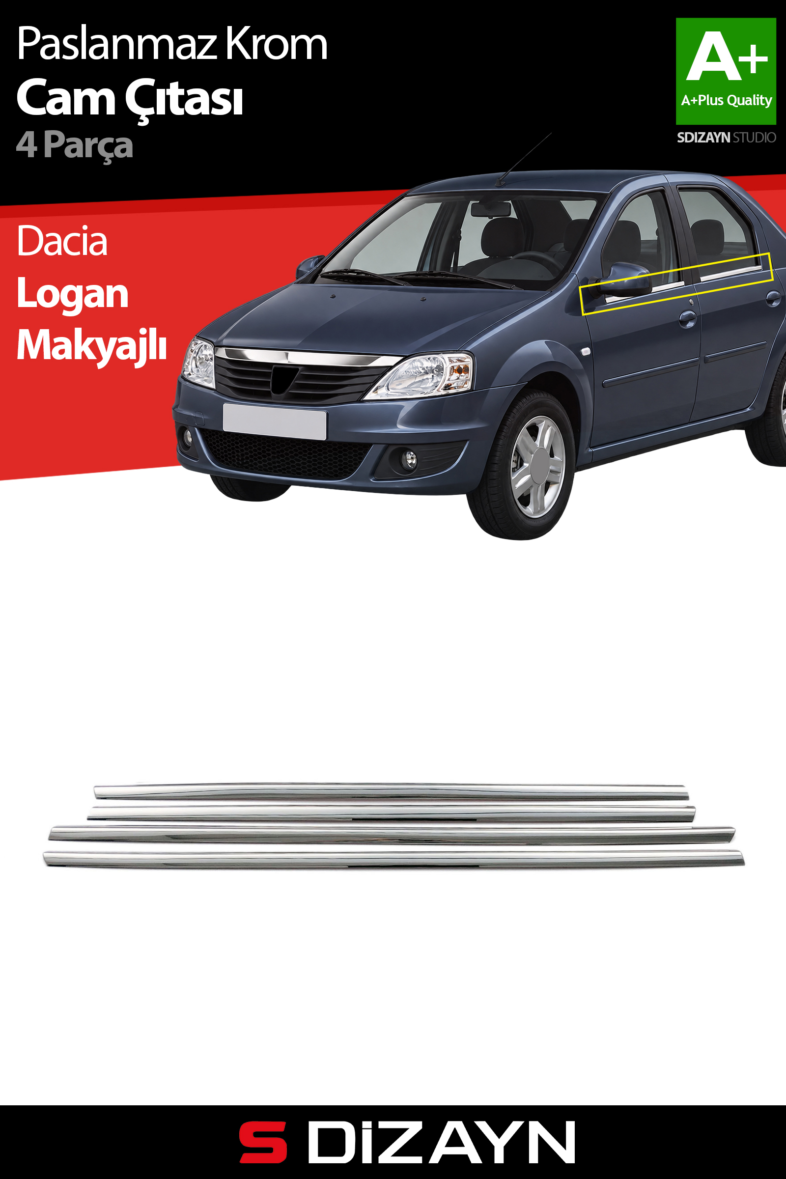 Dacia Logan Krom Cam Çıtası 4 Prç 2008-2013