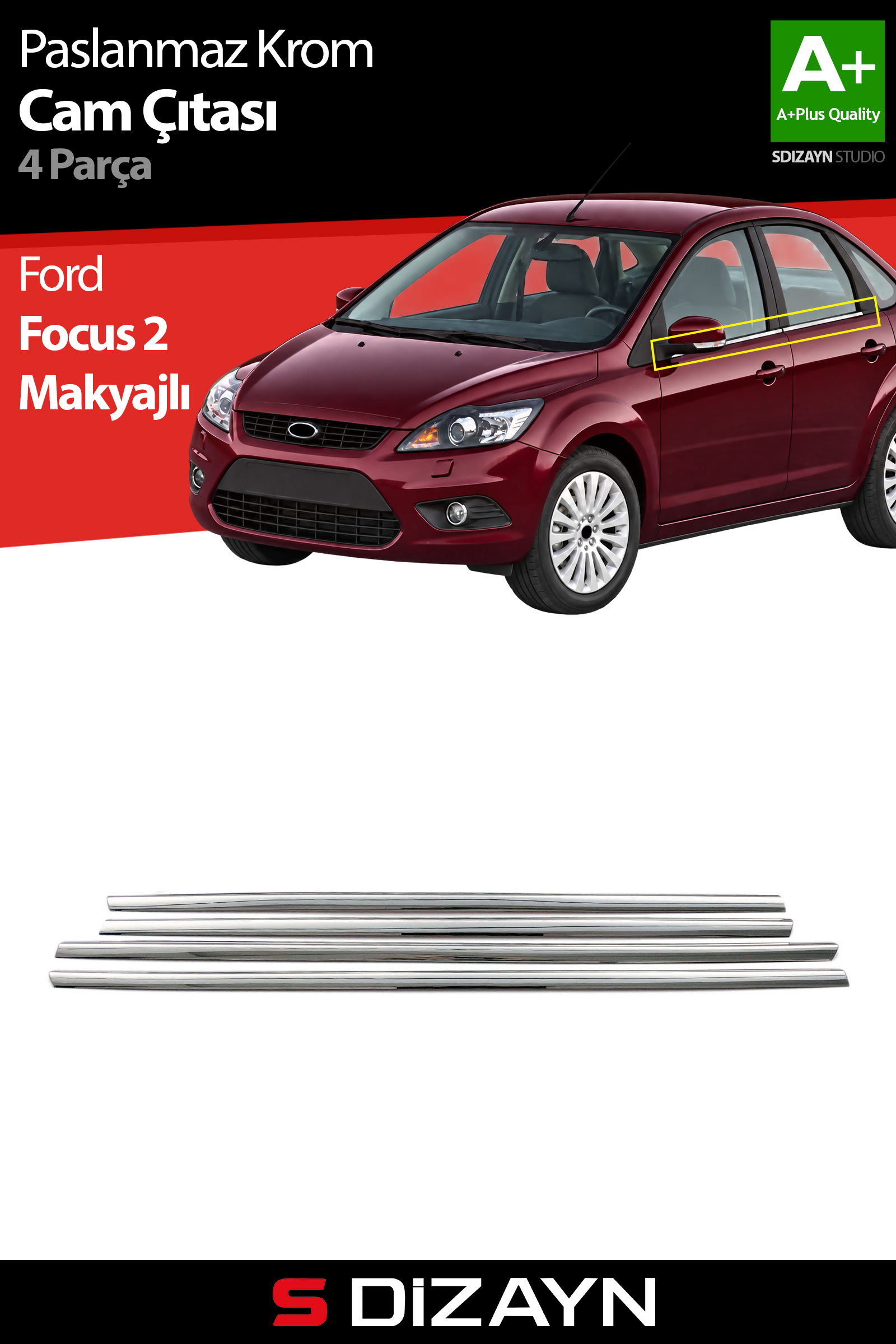 Ford Focus 2 Chrome Window Trim 4 Piece 2008-2011 1