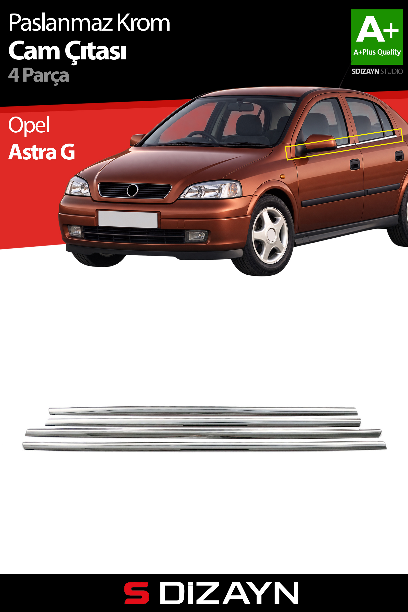 Opel Astra G Chrome Window Trim 4 Piece 1998-2009 1