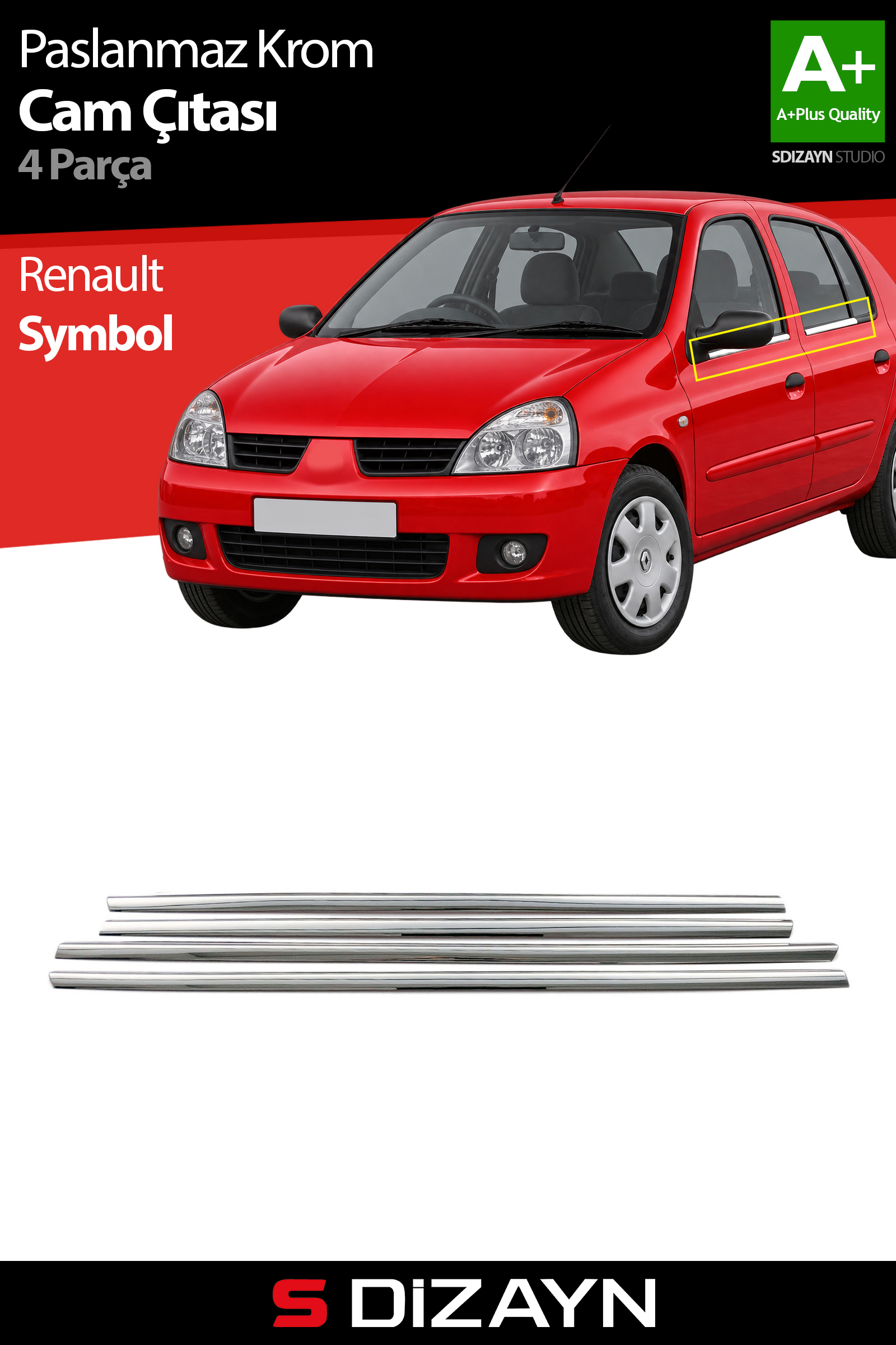 Renault Symbol Chrome Window Trim 4 Piece 1999-2006 1