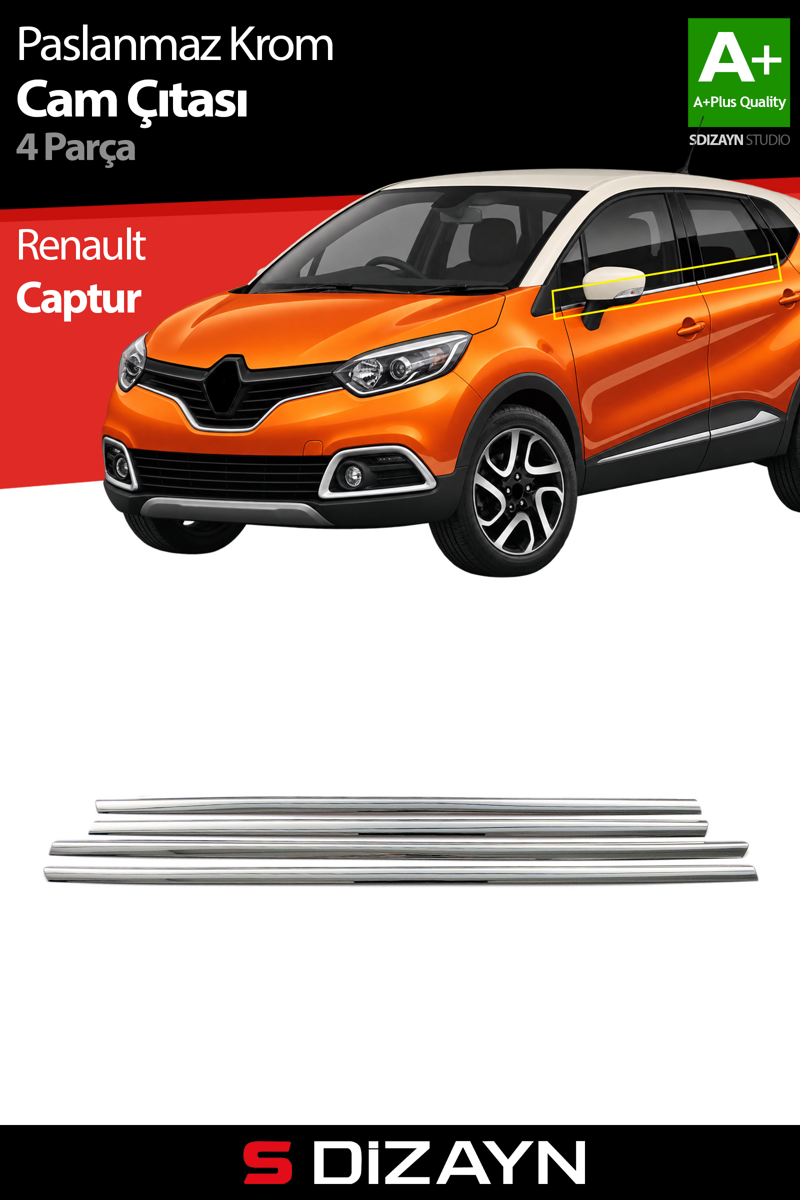 Renault Captur Krom Cam Çıtası 4 Prç. 2013-2020 1