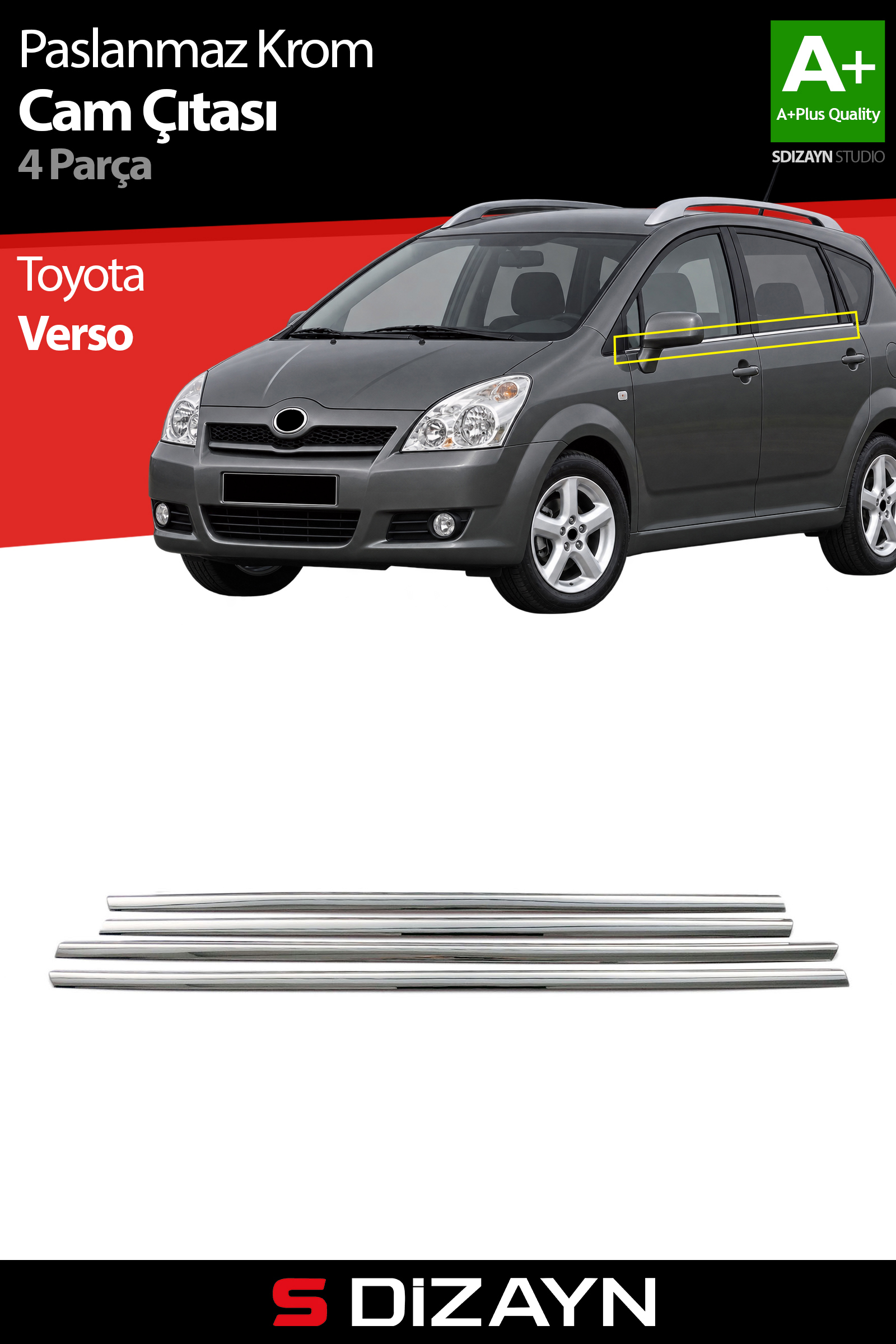 Toyota Verso Chrome Window Trim 4 Piece 2004-2009 1