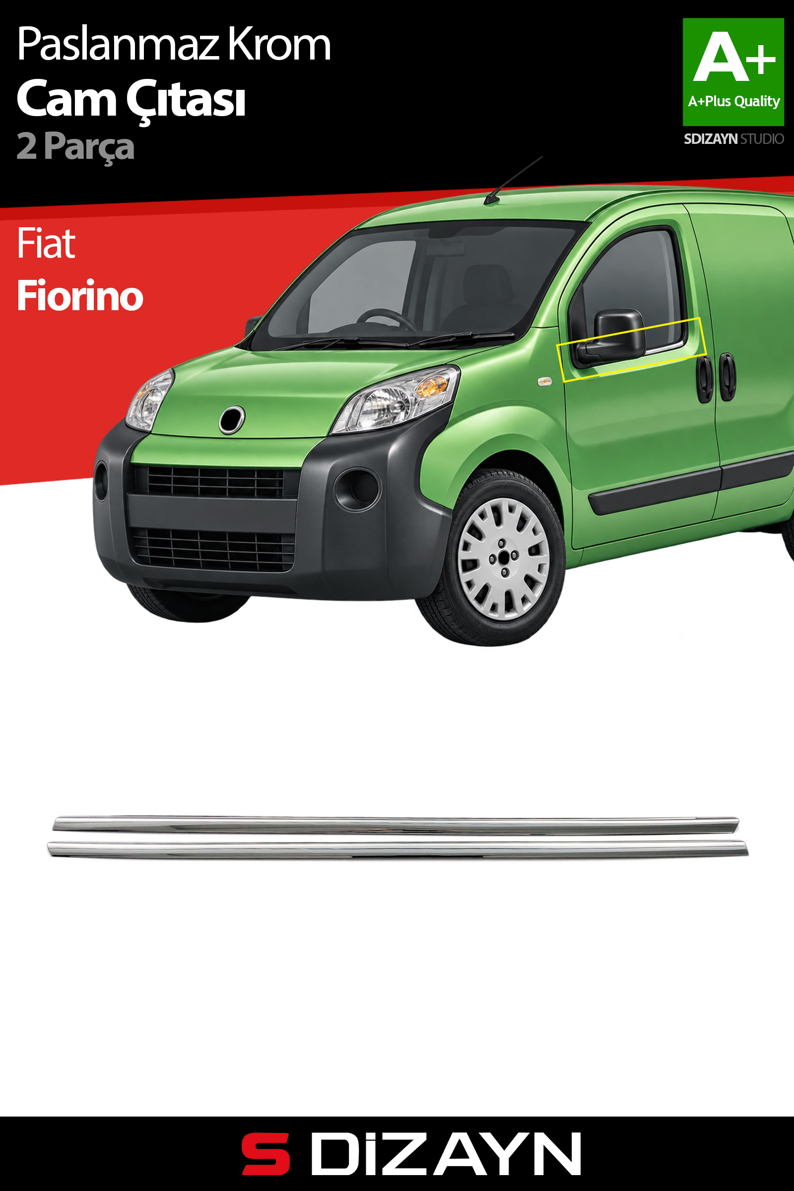 Fiat Fiorino Krom Cam Çıtası 2 Prç 2008 Üzeri