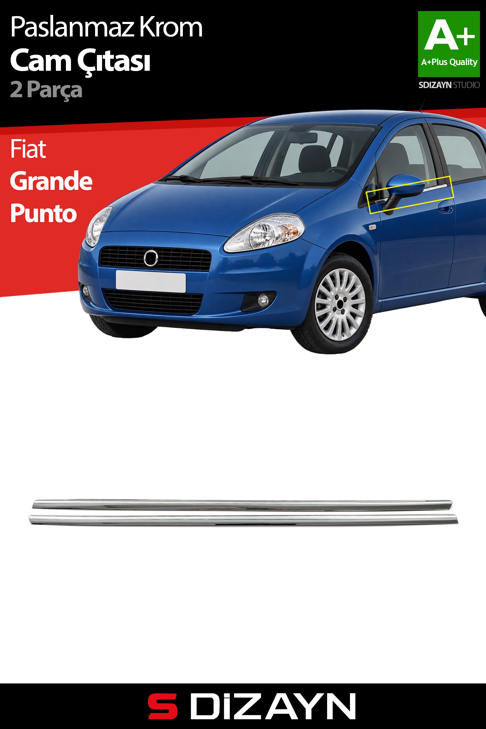 Fiat Grande Punto Krom Cam Çıtası 2 Prç 2006-2018 1