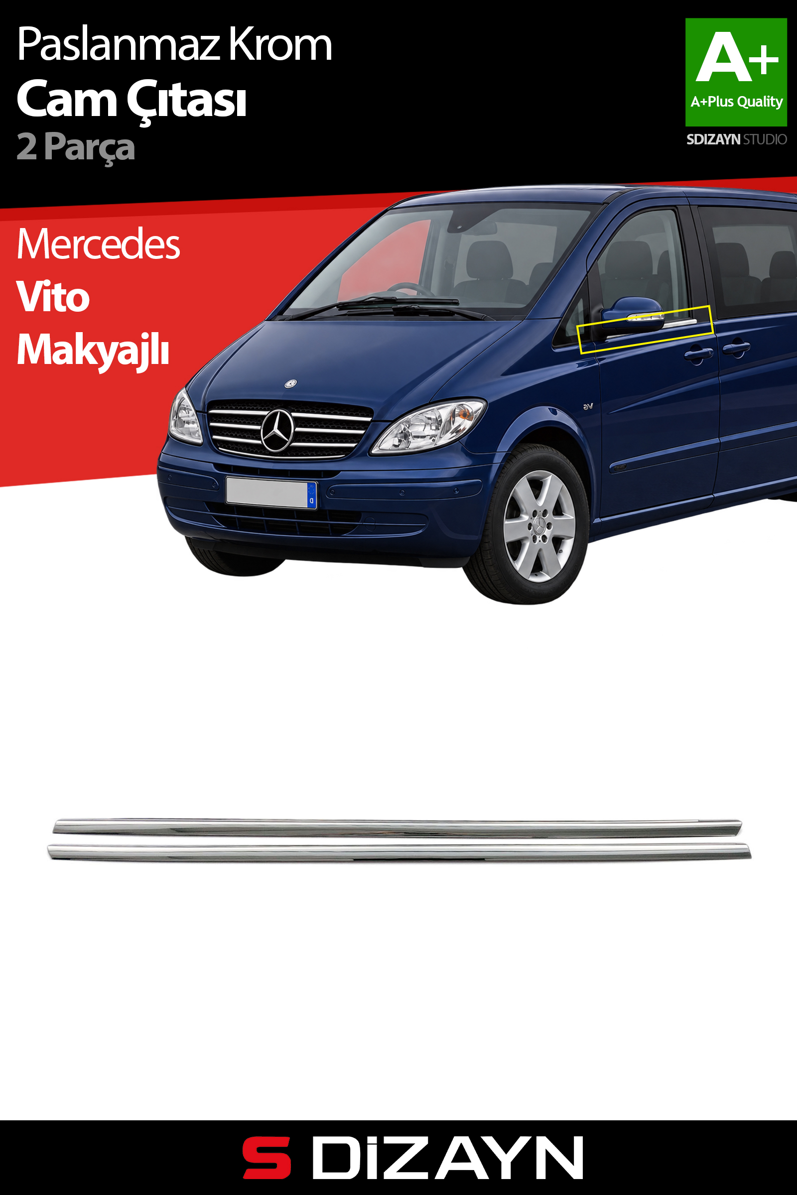 Mercedes Vito Krom Cam Çıtası 2 Prç 2010-2014 1