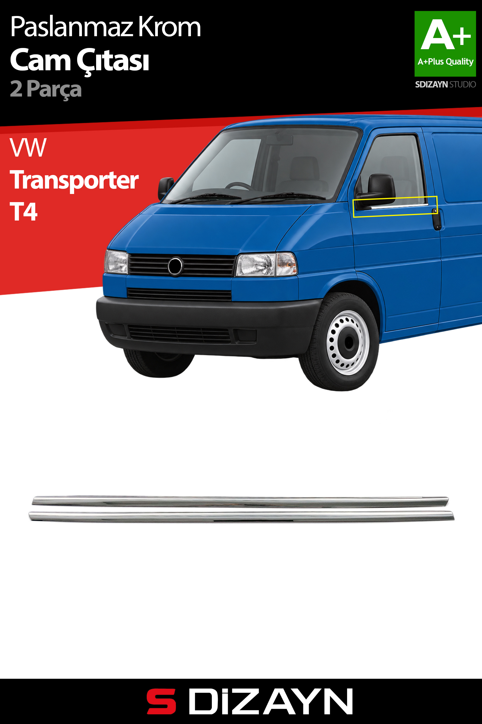 VW T4 Transporter Chrome Window Trim 2 Piece 1995-2003 1