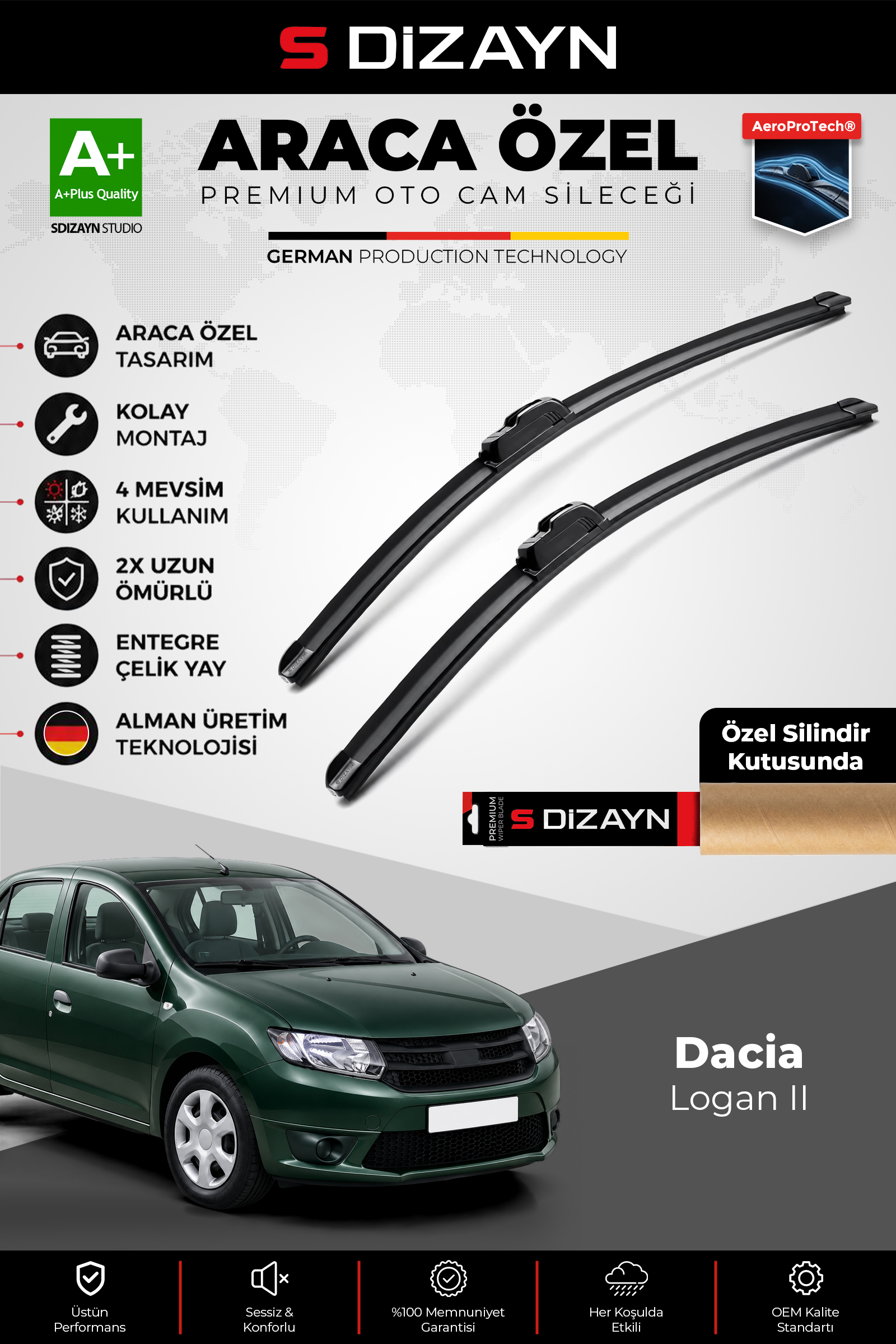 Dacia Logan L52 Ön Cam Silecek Seti 2012-2015 Premium Araca Özel 55-50 Cm 1