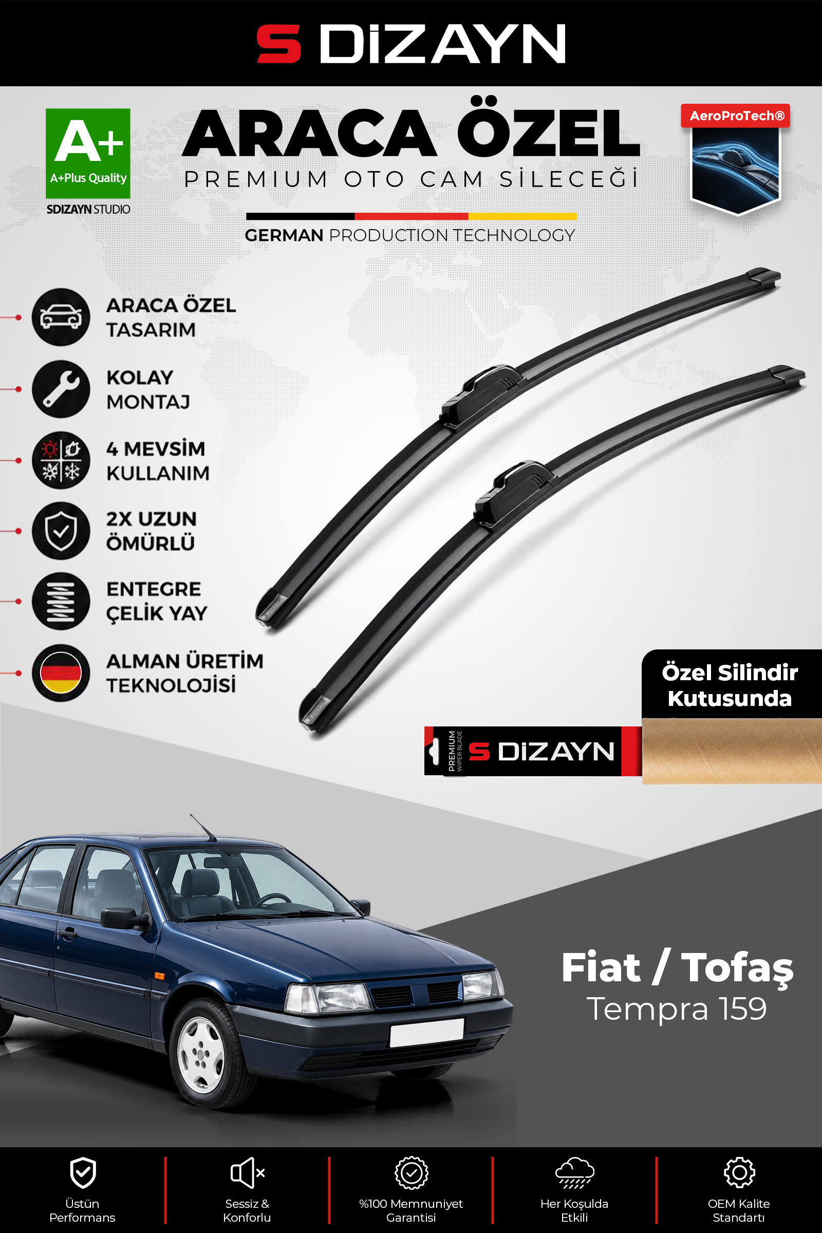Fiat Tempra 159 Ön Cam Silecek Seti 1990-2000 Premium Araca Özel 50-50 Cm 1