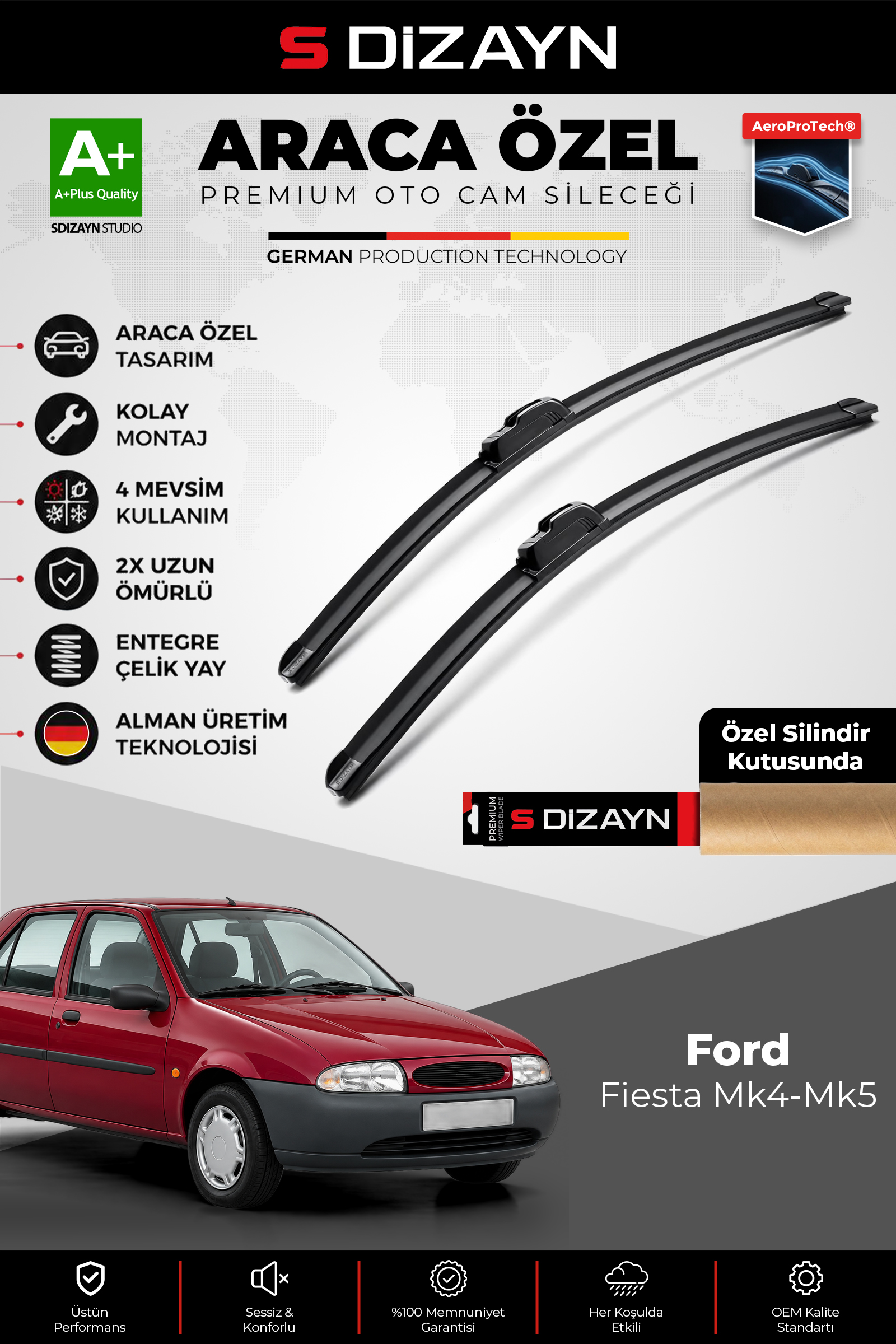 Ford Fiesta Mk4 Ön Cam Silecek Seti 1995-2001 Premium Araca Özel 48-48 Cm 1
