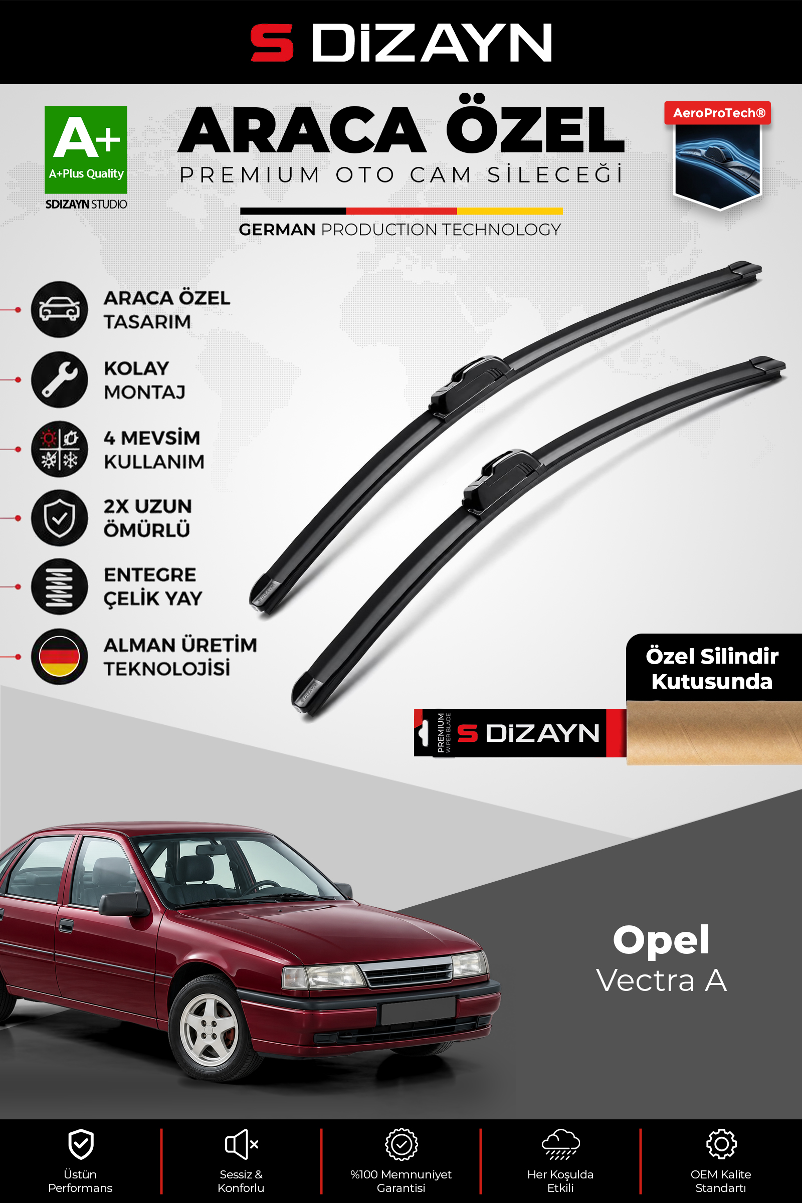 Opel Vectra A J89 Ön Cam Silecek Seti 1988-1995 Premium Araca Özel 48-48 Cm 1