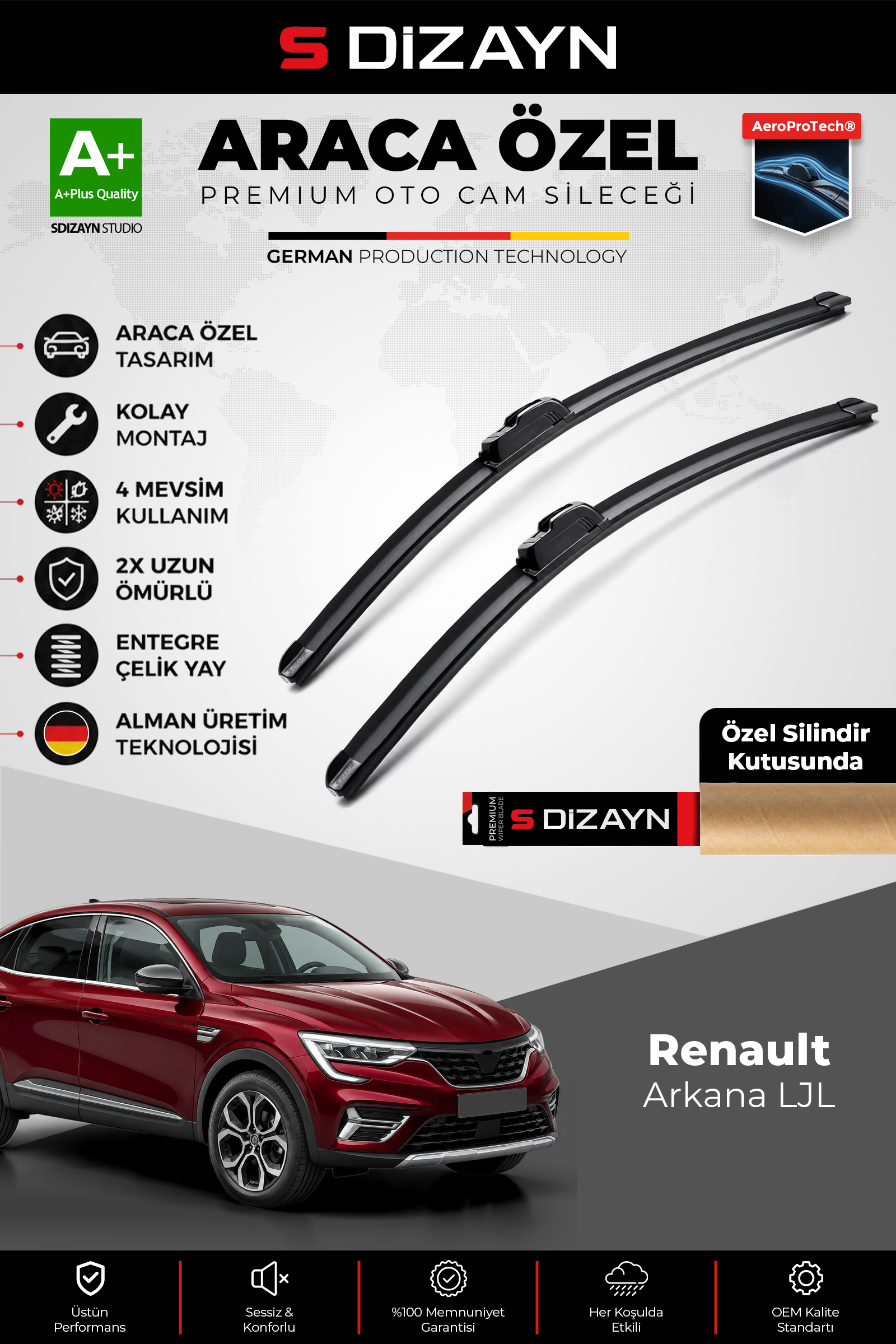 Renault Arkana LJL Ön Cam Silecek Seti 2021 Üzeri Premium Araca Özel 60-45 Cm 1