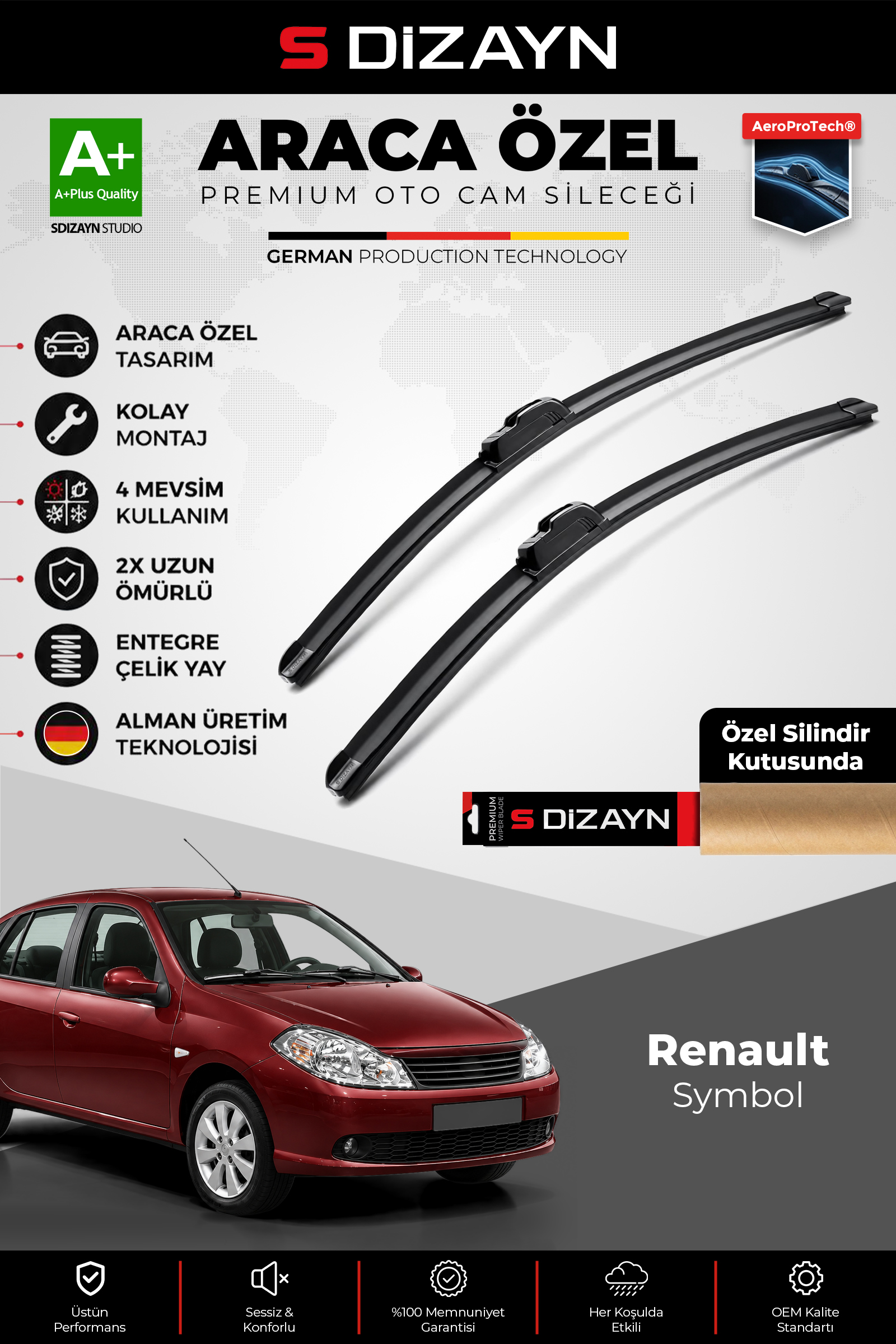 Renault Symbol LU Ön Cam Silecek Seti 2008-2013 Premium Araca Özel 60-40 Cm 1