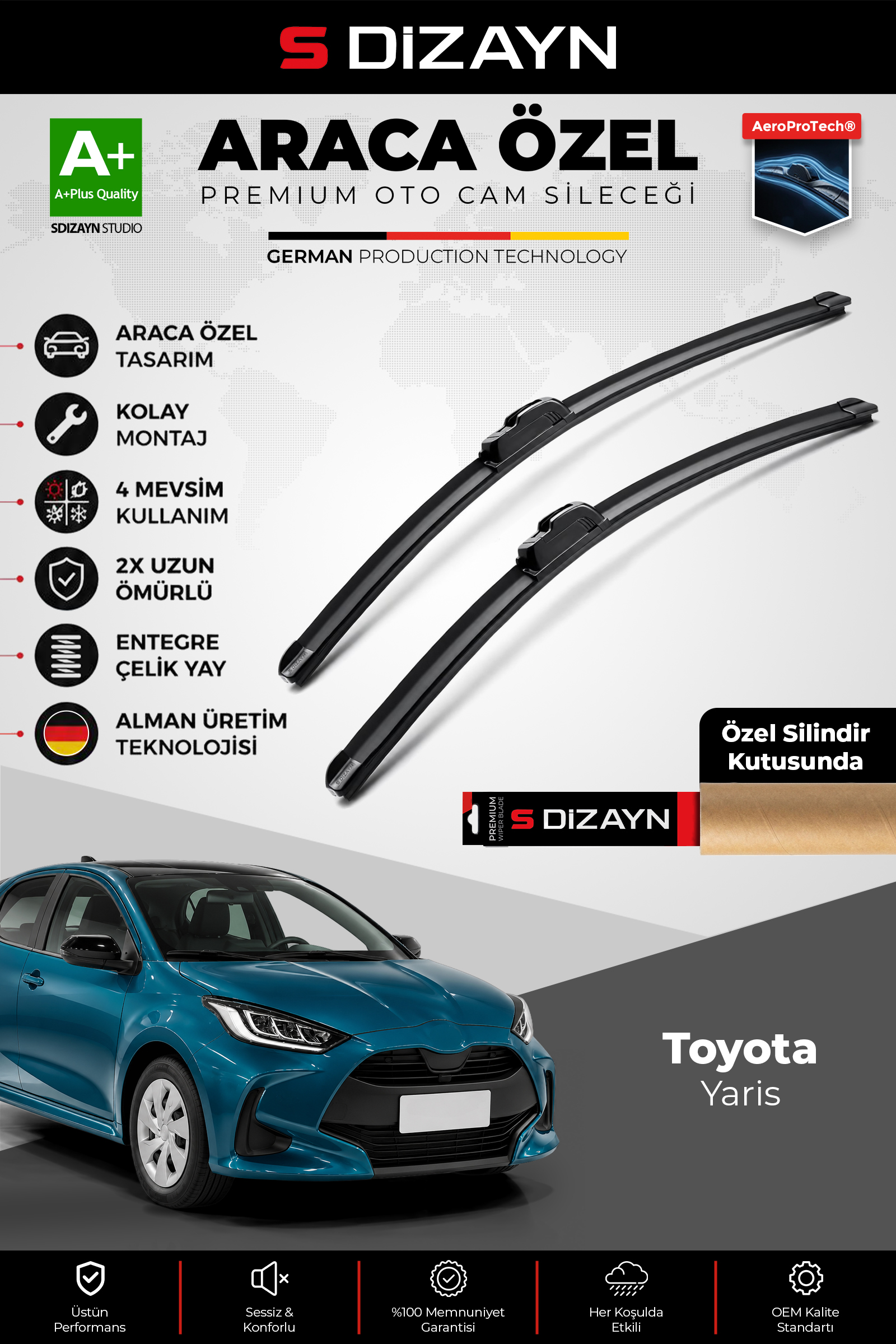 Toyota Yaris XP210 Ön Cam Silecek Seti 2020 Üzeri Premium Araca Özel 60-40 Cm 1