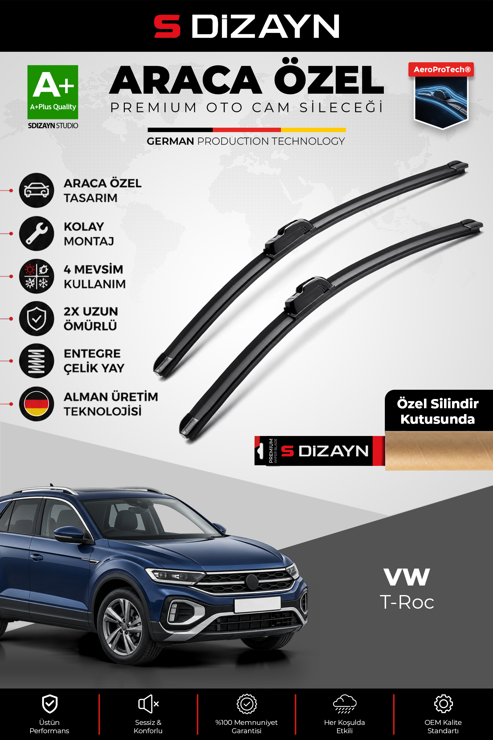 VW T-Roc A11 Ön Cam Silecek Seti 2017-2025 Premium Araca Özel 65-50 Cm 1