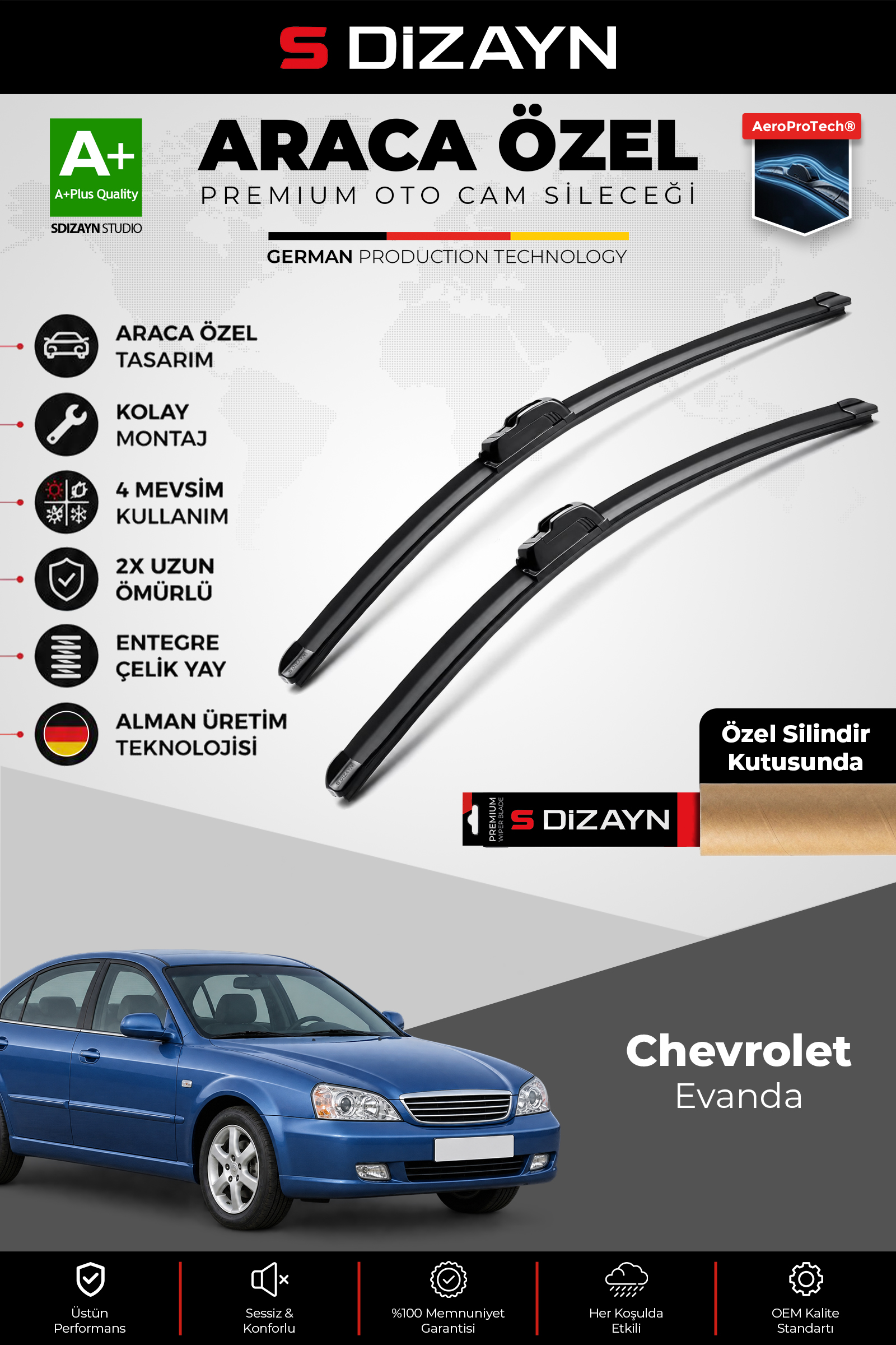 Chevrolet Evanda Ön Cam Silecek Seti 2003-2006 Premium Araca Özel 55-50 Cm 1