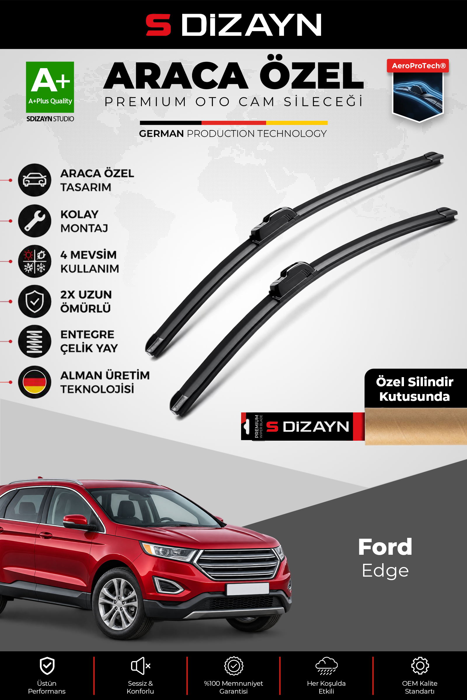 Ford Edge Ön Cam Silecek Seti 2016-2019 Premium Araca Özel 70-70 Cm 1