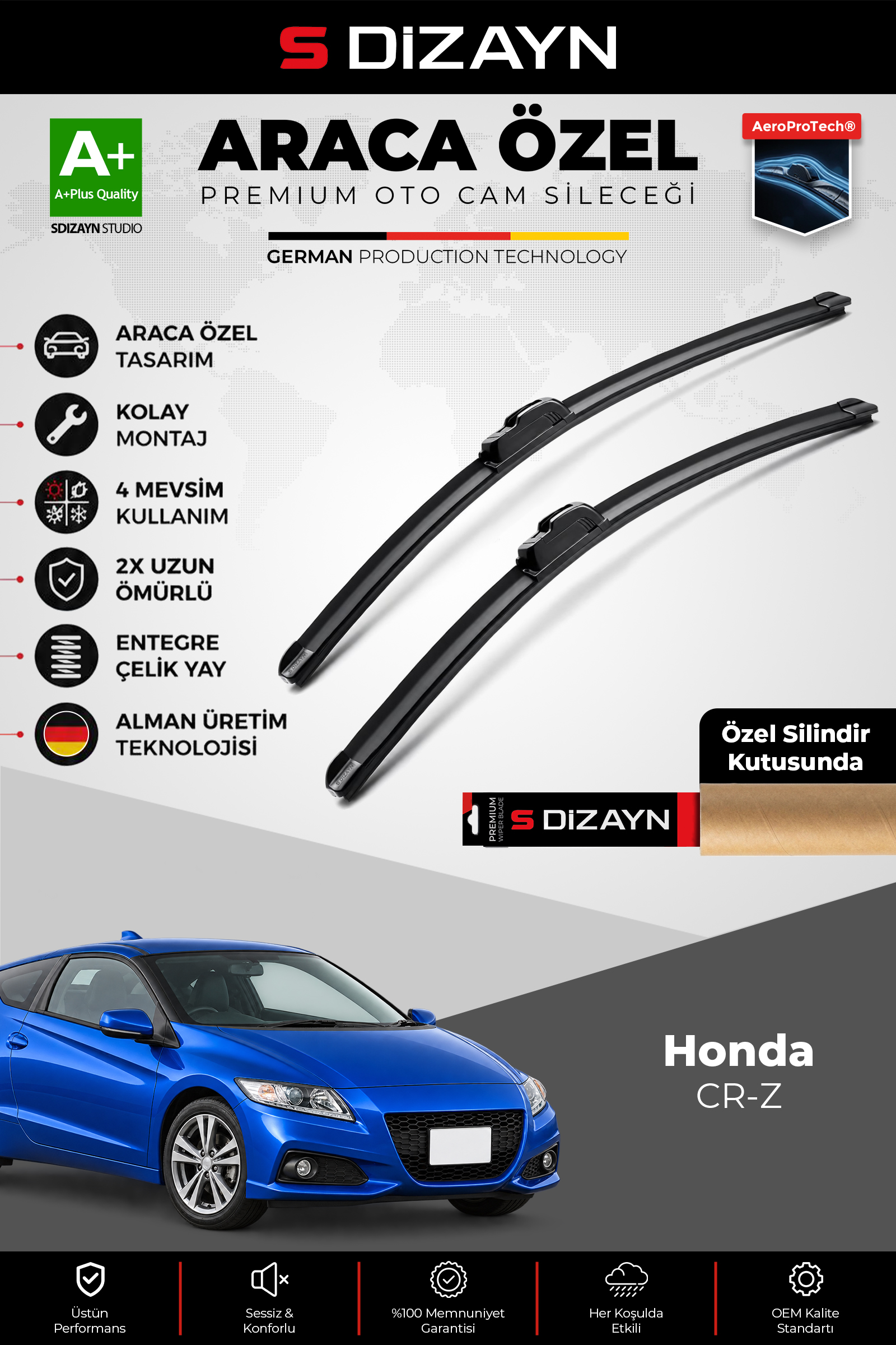 Honda CR-Z Ön Cam Silecek Seti 2010-2016 Premium Araca Özel 65-50 Cm 1