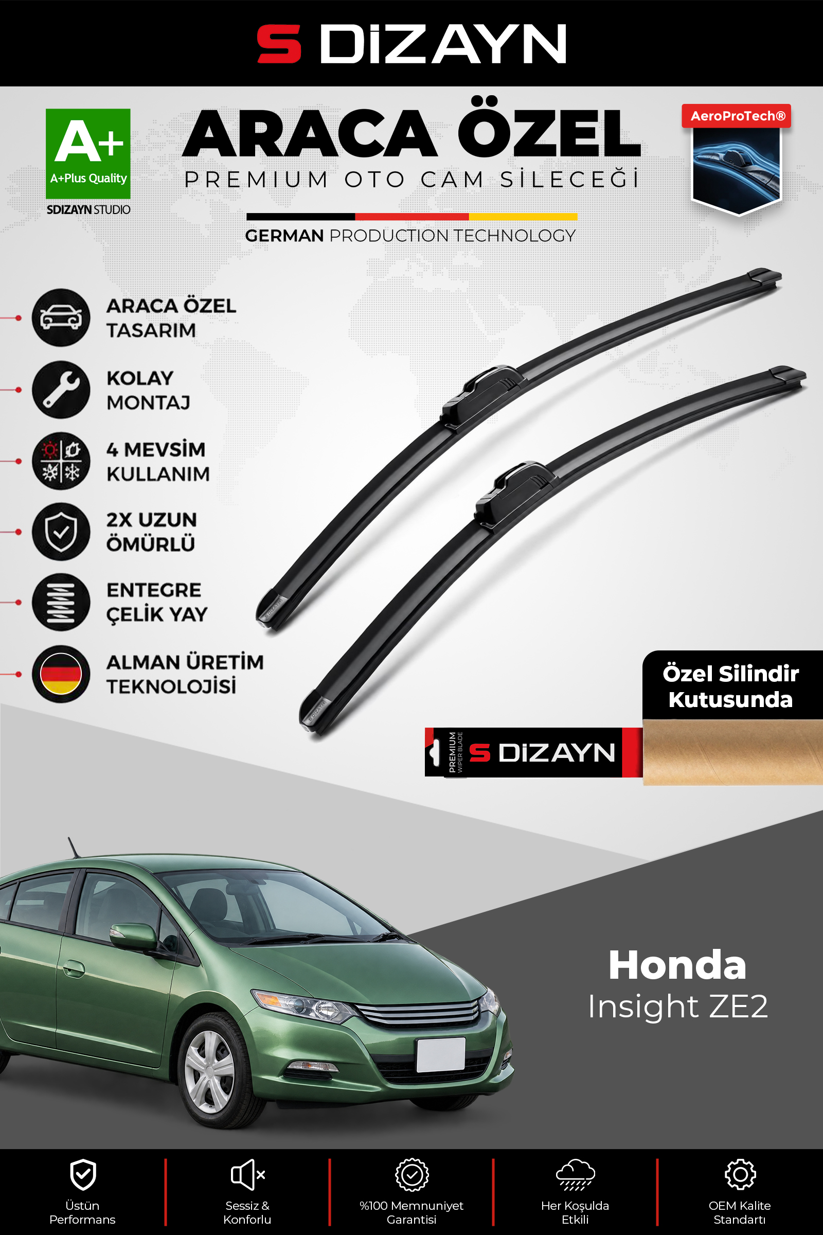 Honda Insight ZE2 Ön Cam Silecek Seti 2009-2014 Premium Araca Özel 65-40 Cm 1