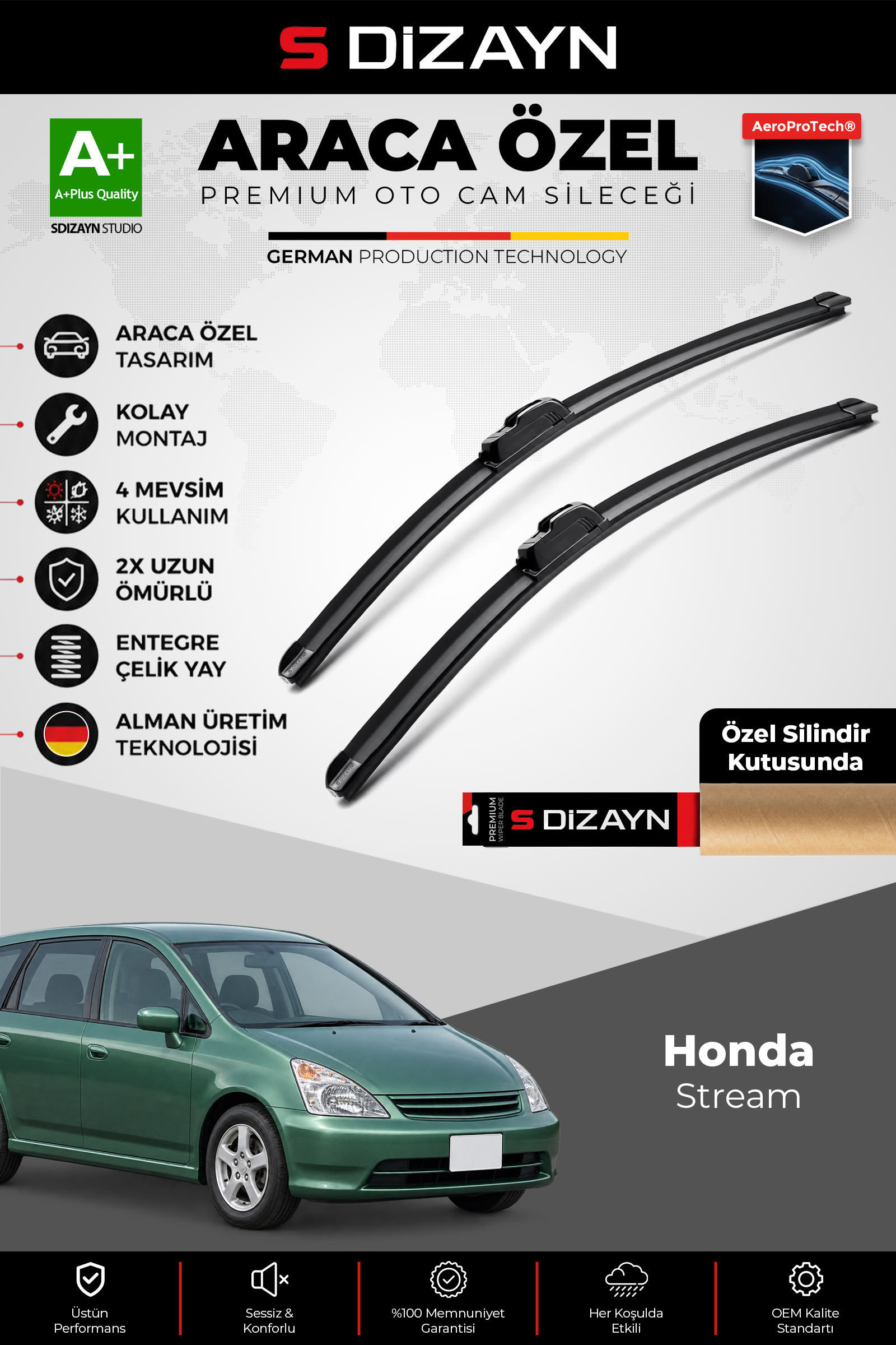 Honda Stream Ön Cam Silecek Seti 2001-2006 Premium Araca Özel 60-35 Cm 1