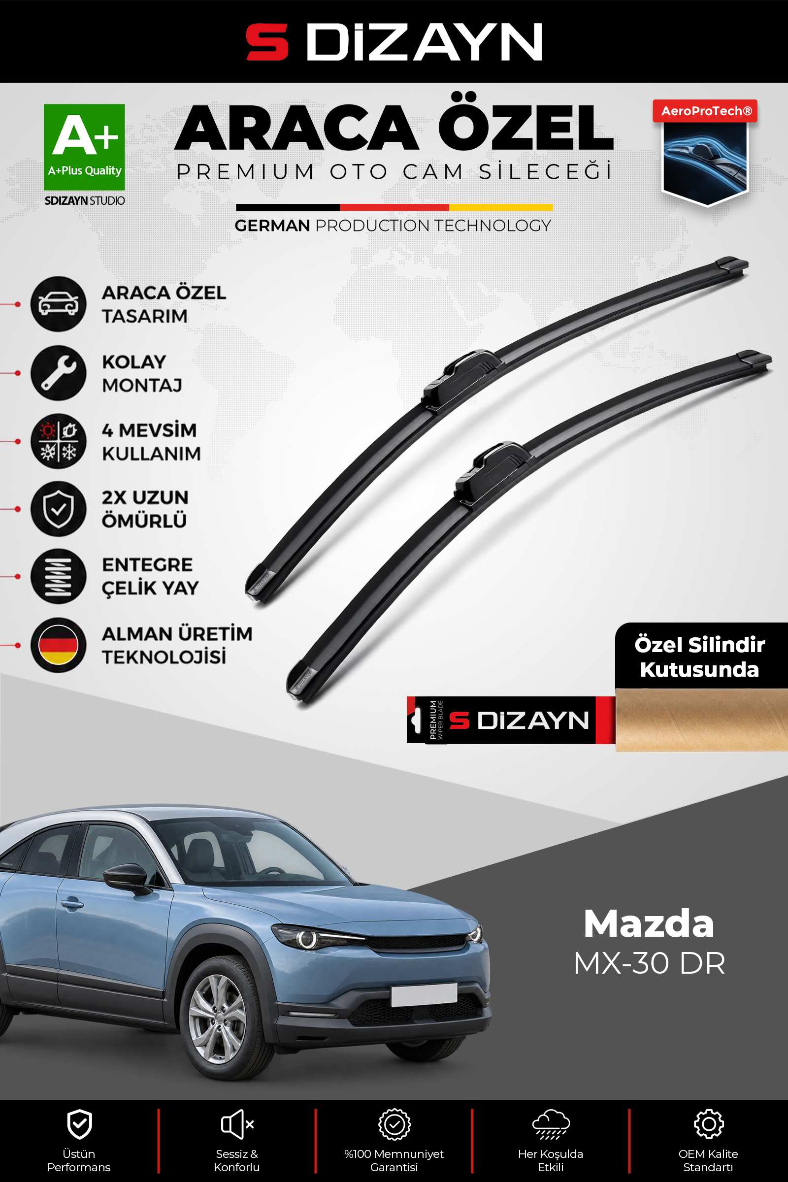 Mazda MX-30 DR Ön Cam Silecek Seti 2020 Üzeri Premium Araca Özel 55-48 Cm 1
