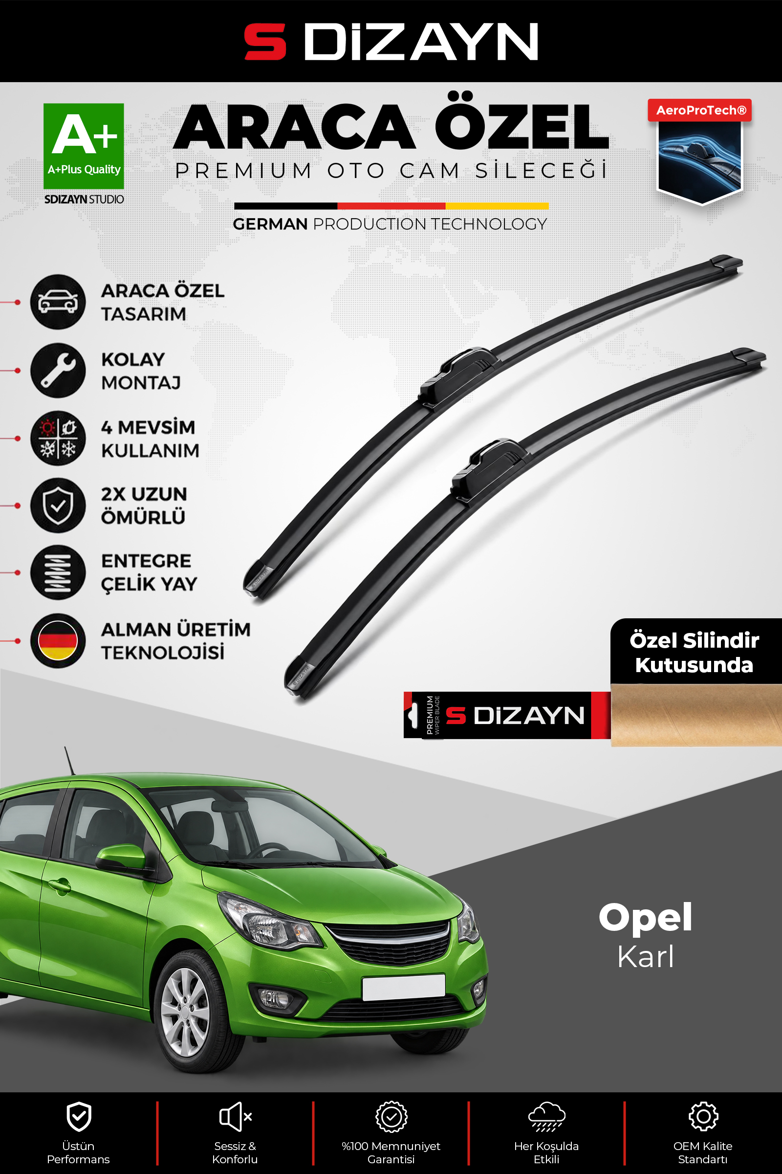 Opel Karl Ön Cam Silecek Seti 2015-2019 Premium Araca Özel 60-35 Cm 1
