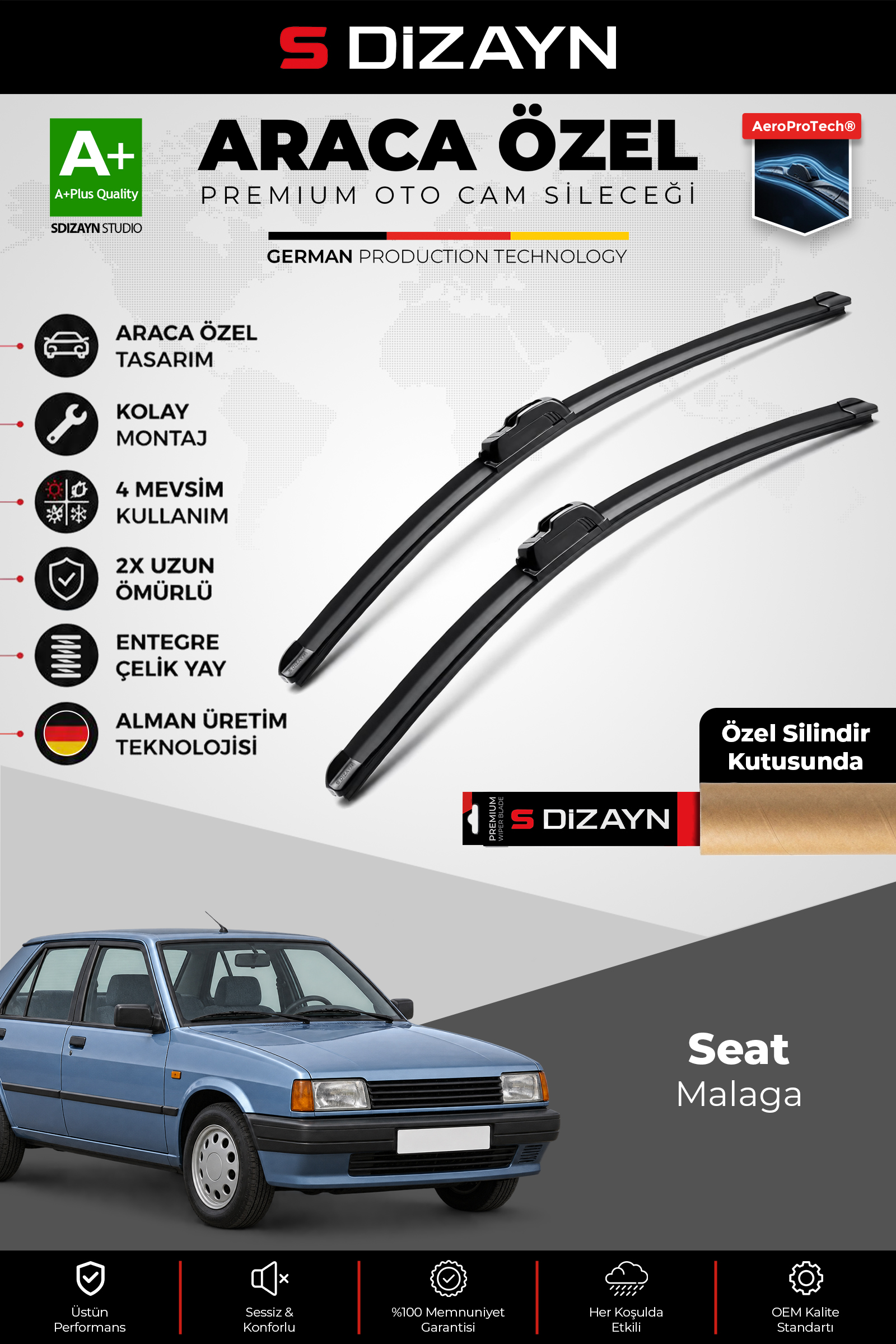 Seat Malaga Ön Cam Silecek Seti 1985-1993 Premium Araca Özel 45-45 Cm 1