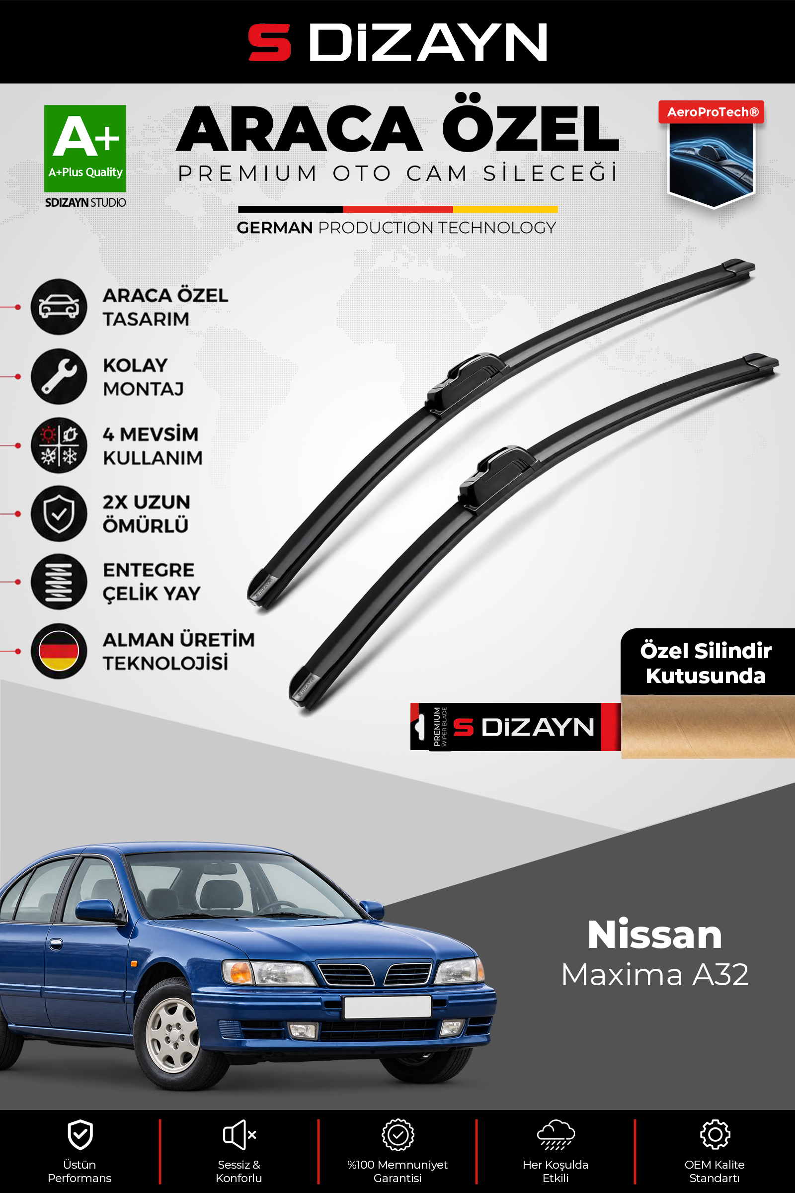 Nissan Maxima Ön Cam Silecek Seti 1995-2000 Premium Araca Özel 53-53 Cm 1