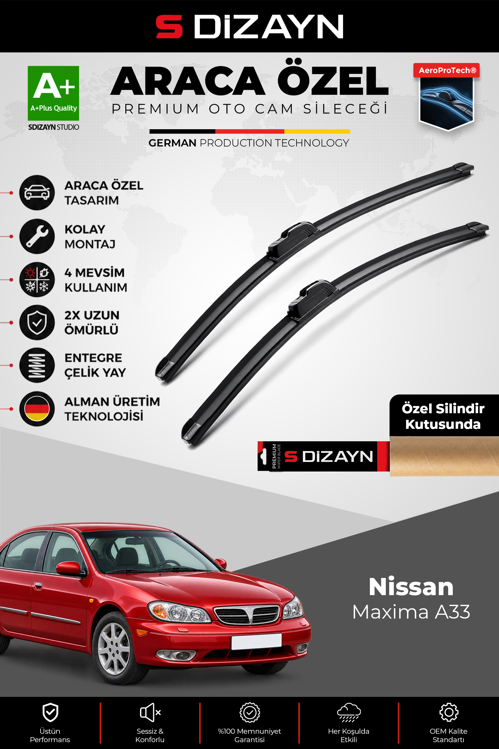 Nissan Maxima Ön Cam Silecek Seti 2000-2006 Premium Araca Özel 65-45 Cm 1