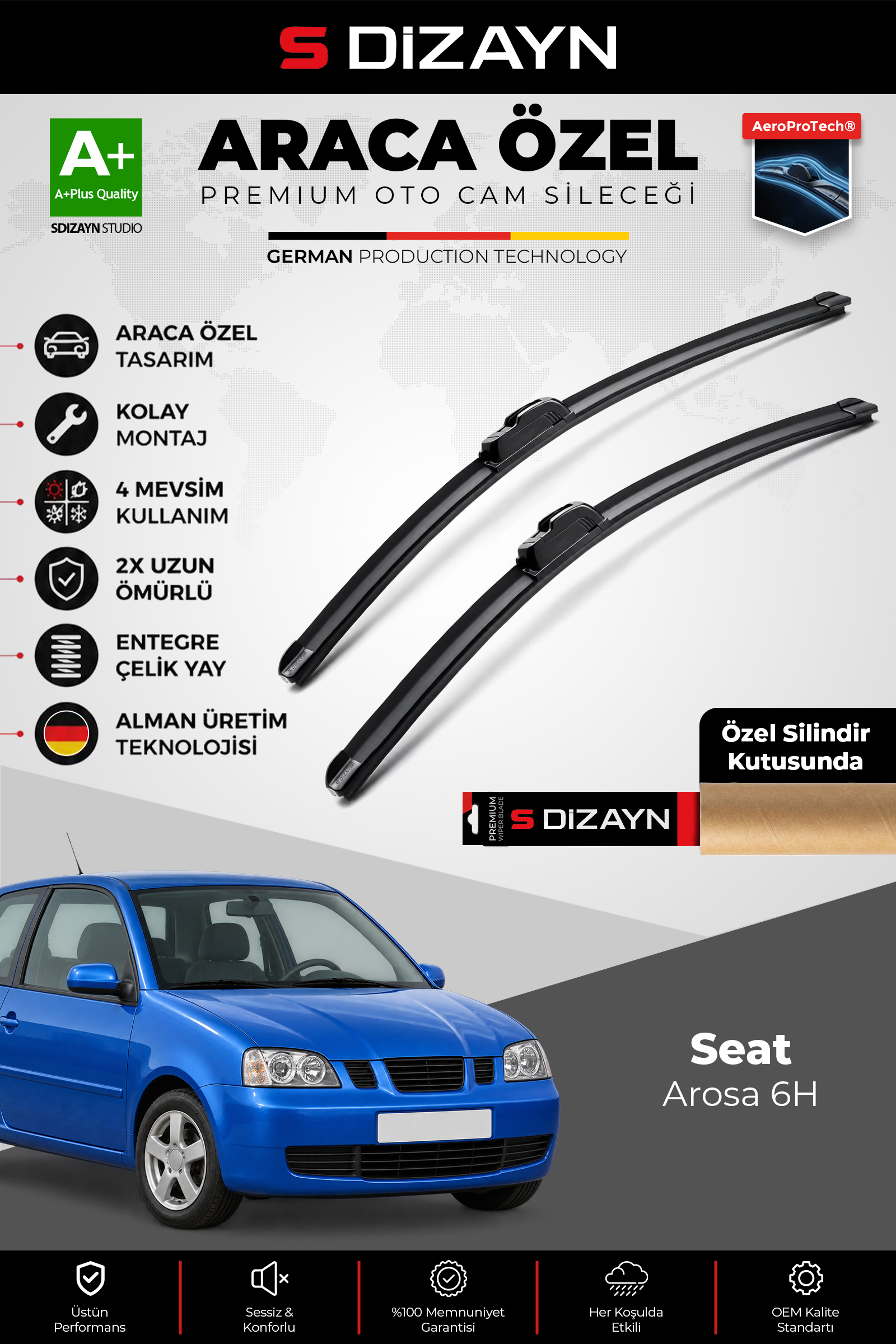 Seat Arosa Ön Cam Silecek Seti 1999-2004 Premium Araca Özel 53-48 Cm 1