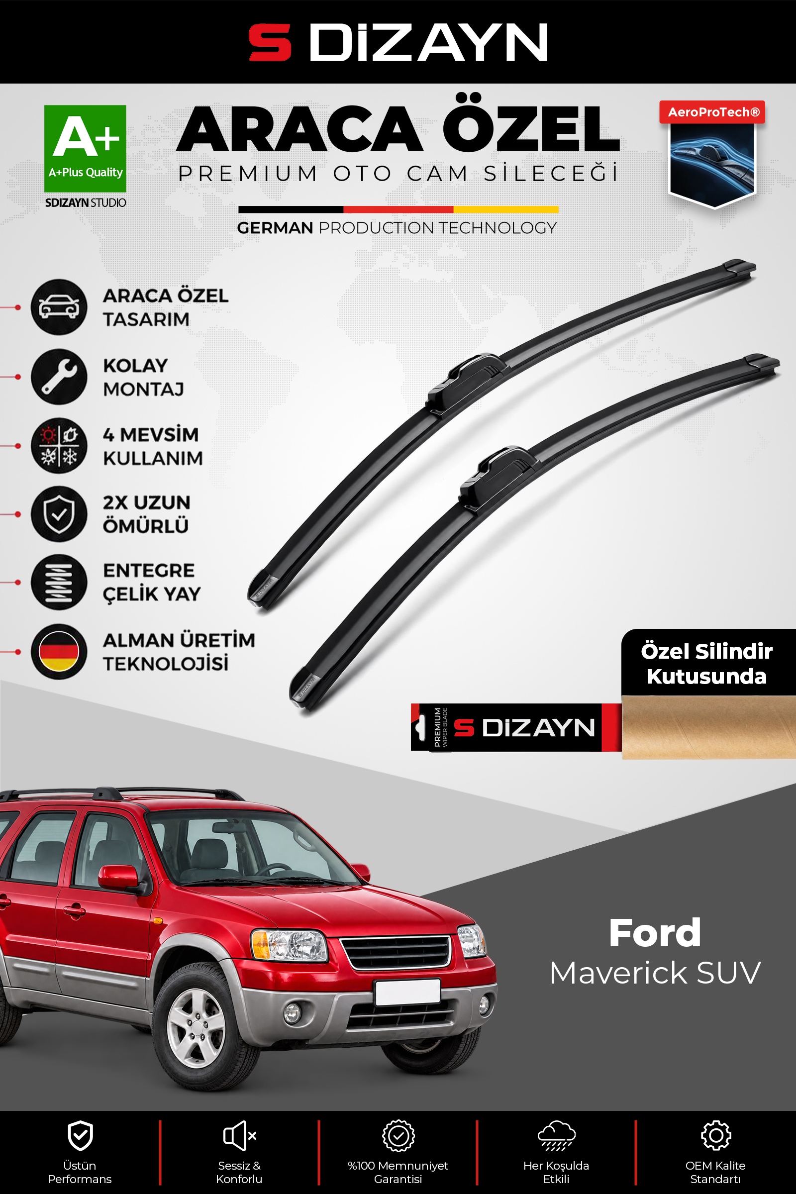 Ford Maverick Ön Cam Silecek Seti 2000-2007 Premium Araca Özel 48-48 Cm 1