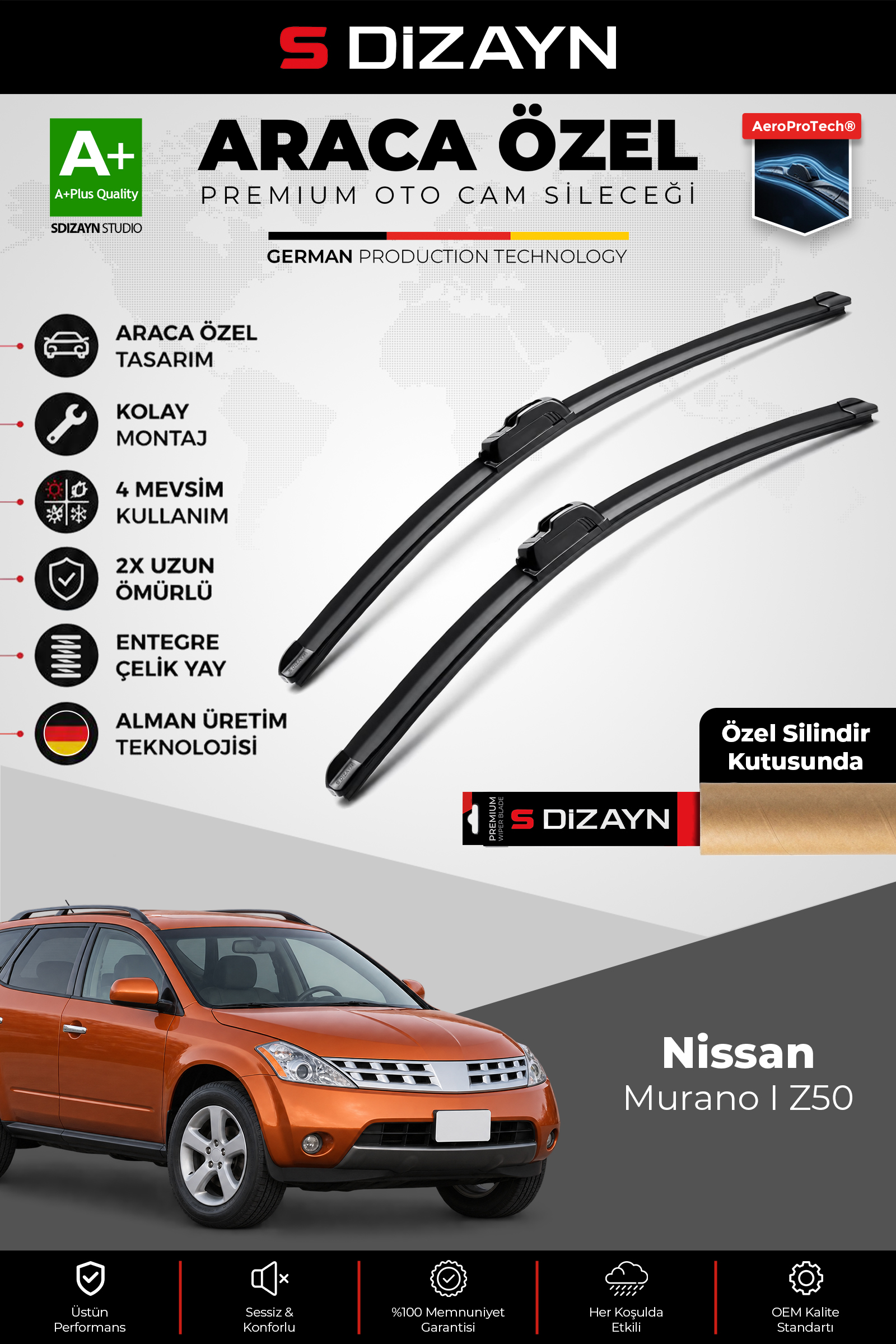 Nissan Murano I Z50 Ön Cam Silecek Seti 2004-2008 Premium Araca Özel 65-45 Cm 1