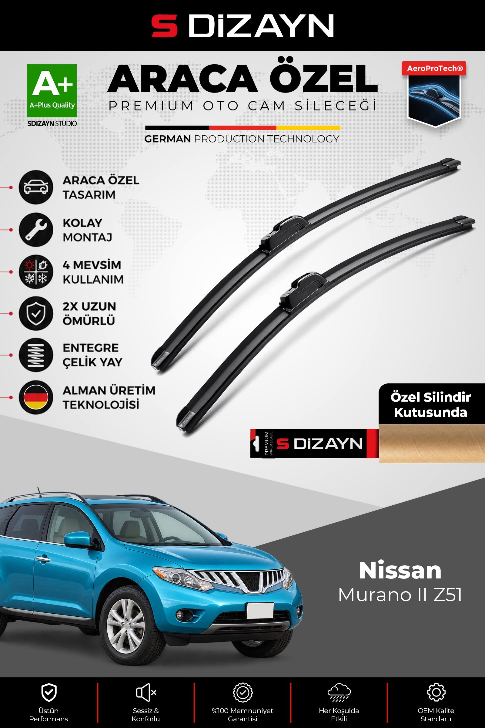 Nissan Murano II Z51 Ön Cam Silecek Seti 2007-2014 Premium Araca Özel 65-40 Cm 1