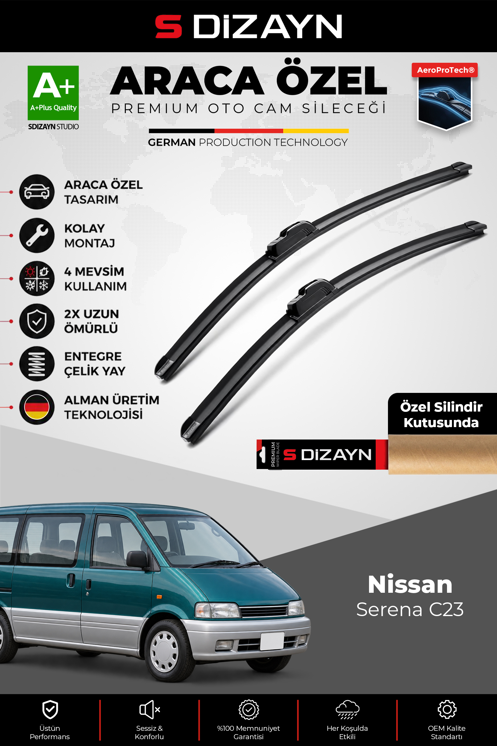 Nissan Serena C23 Ön Cam Silecek Seti 1994-1999 Premium Araca Özel 65-55 Cm 1