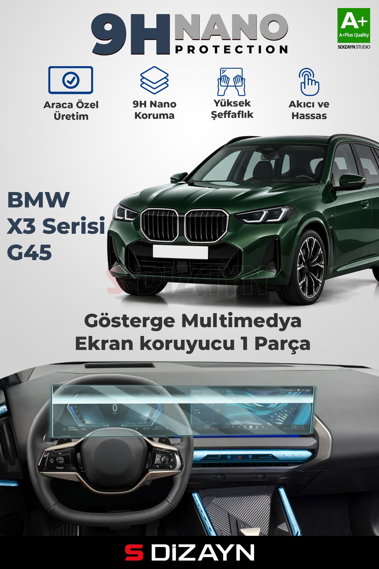 BMW X3 Serisi 9H Nano Gösterge & Multimedya Ekran Koruyucu 2'Li Set (PARLAK) 2025 Üzeri