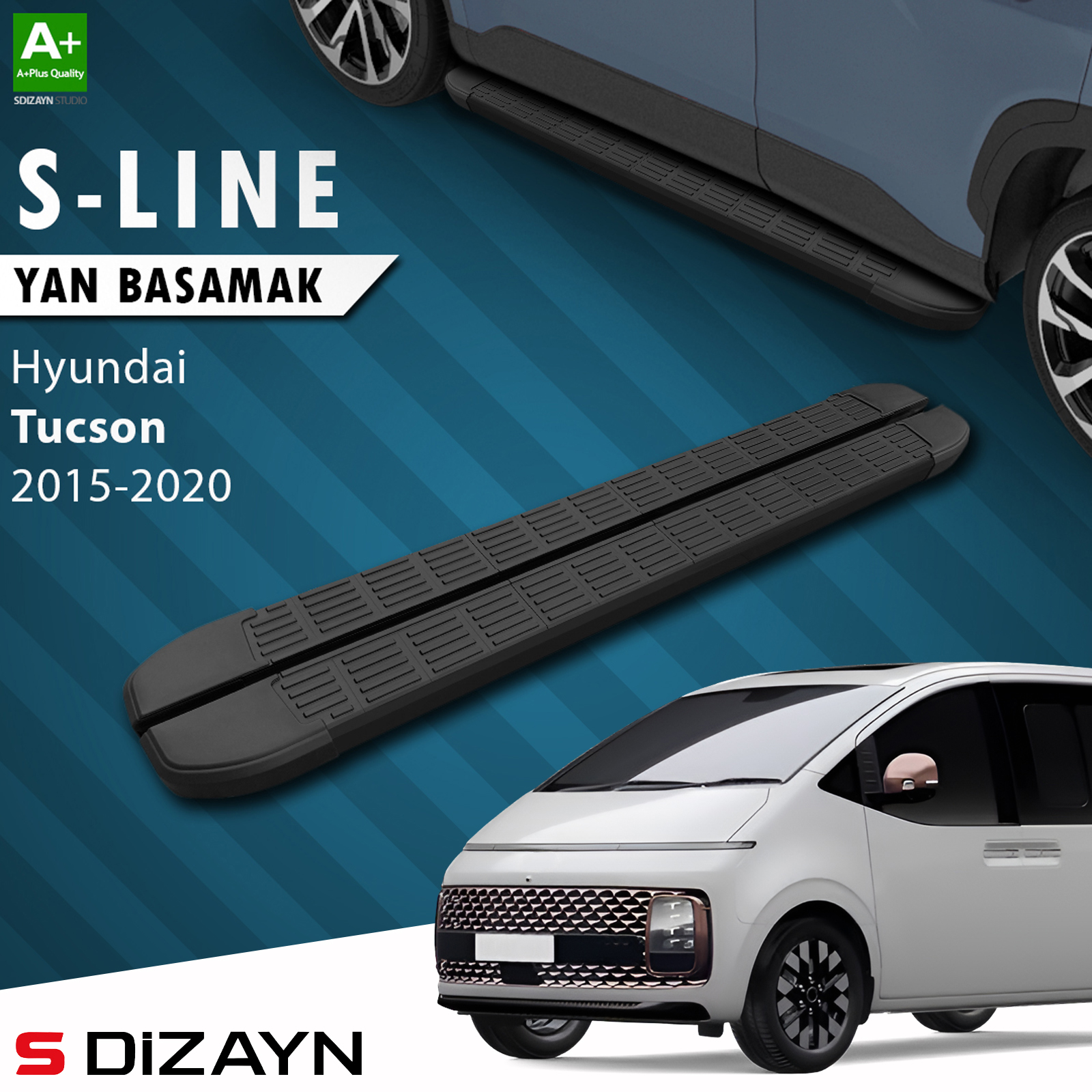 S-Dizayn Hyundai Staria S-Line Siyah Yan Basamak 233 Cm 2021 Üzeri A+ Kalite 1
