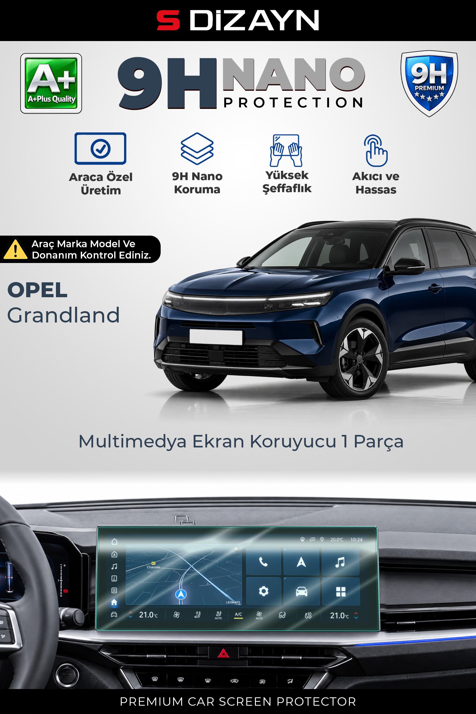 Opel Grandland 16 İnç 9H Nano Multimedya Ekran Koruyucu (PARLAK) 2025 Üzeri 1