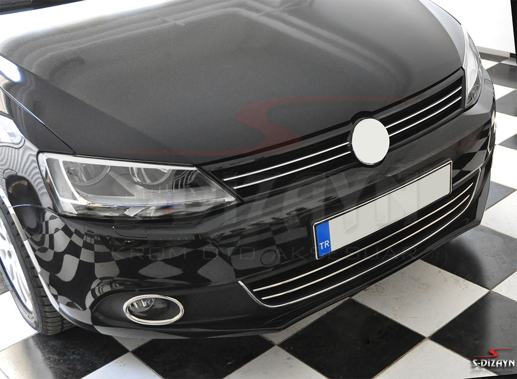 S-Dizayn VW Jetta Krom Ön Tampon Çıta 2 Prç 2011-2014 #3