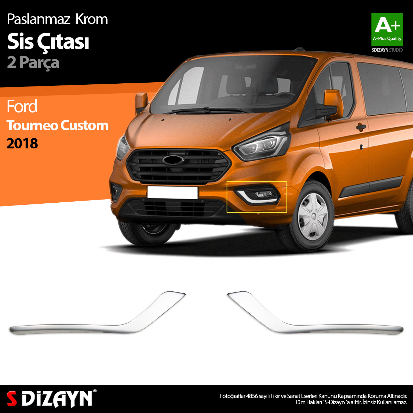 Ford Tourneo Custom Krom Sis Çıtası 2 Prç 2018-2023 1