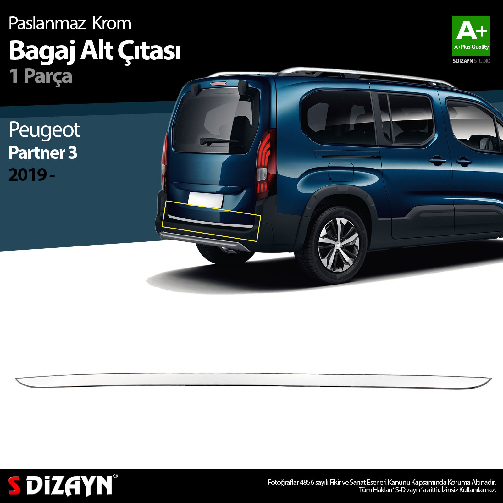 Peugeot Partner 3 Krom Bagaj Alt Çıtası 2019 Üzeri 1