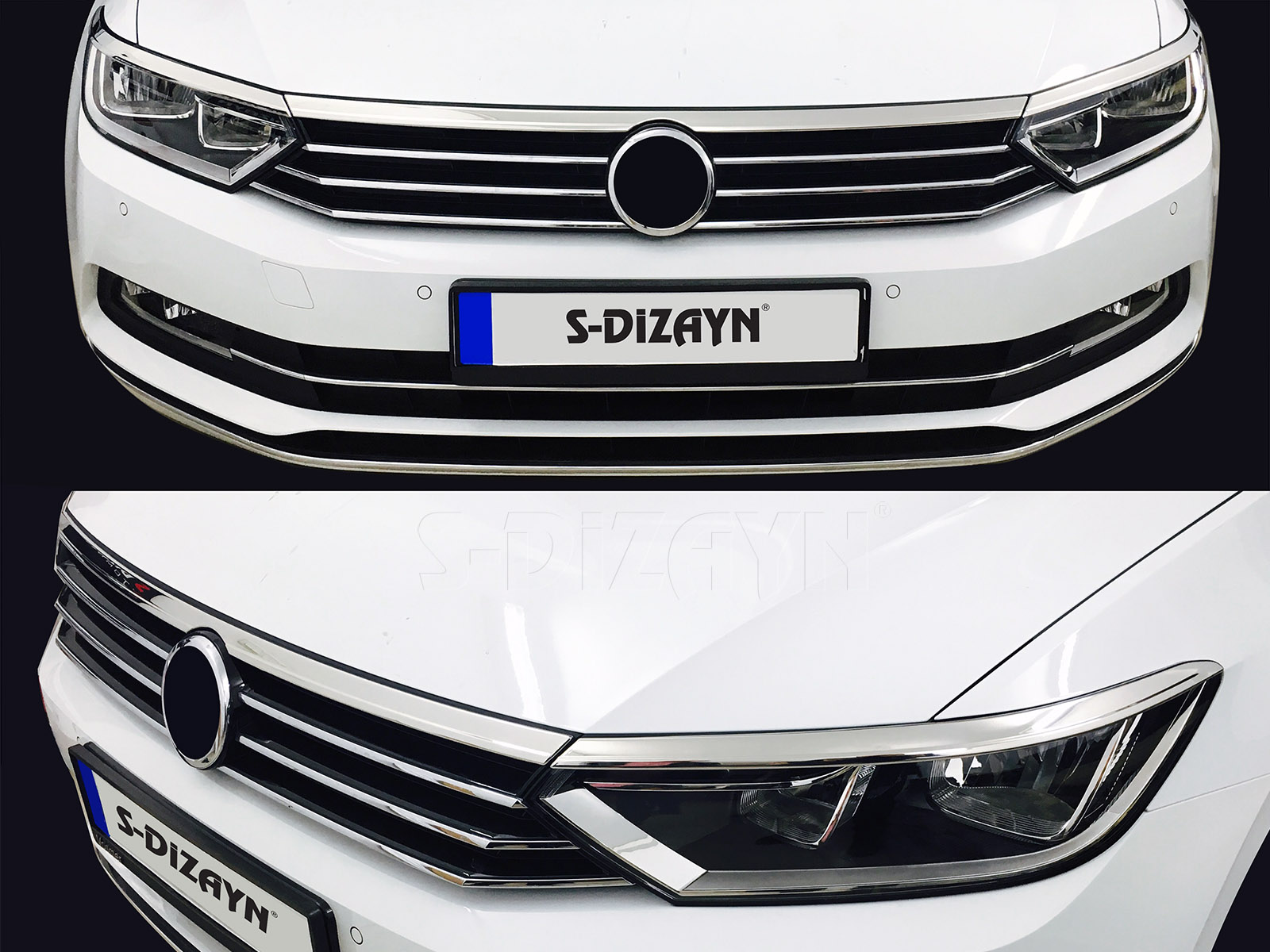 S-Dizayn VW Passat B8 Krom Far Üzeri Çıta Seti 3 Parça 2015 Üzeri S-Dizayn #5