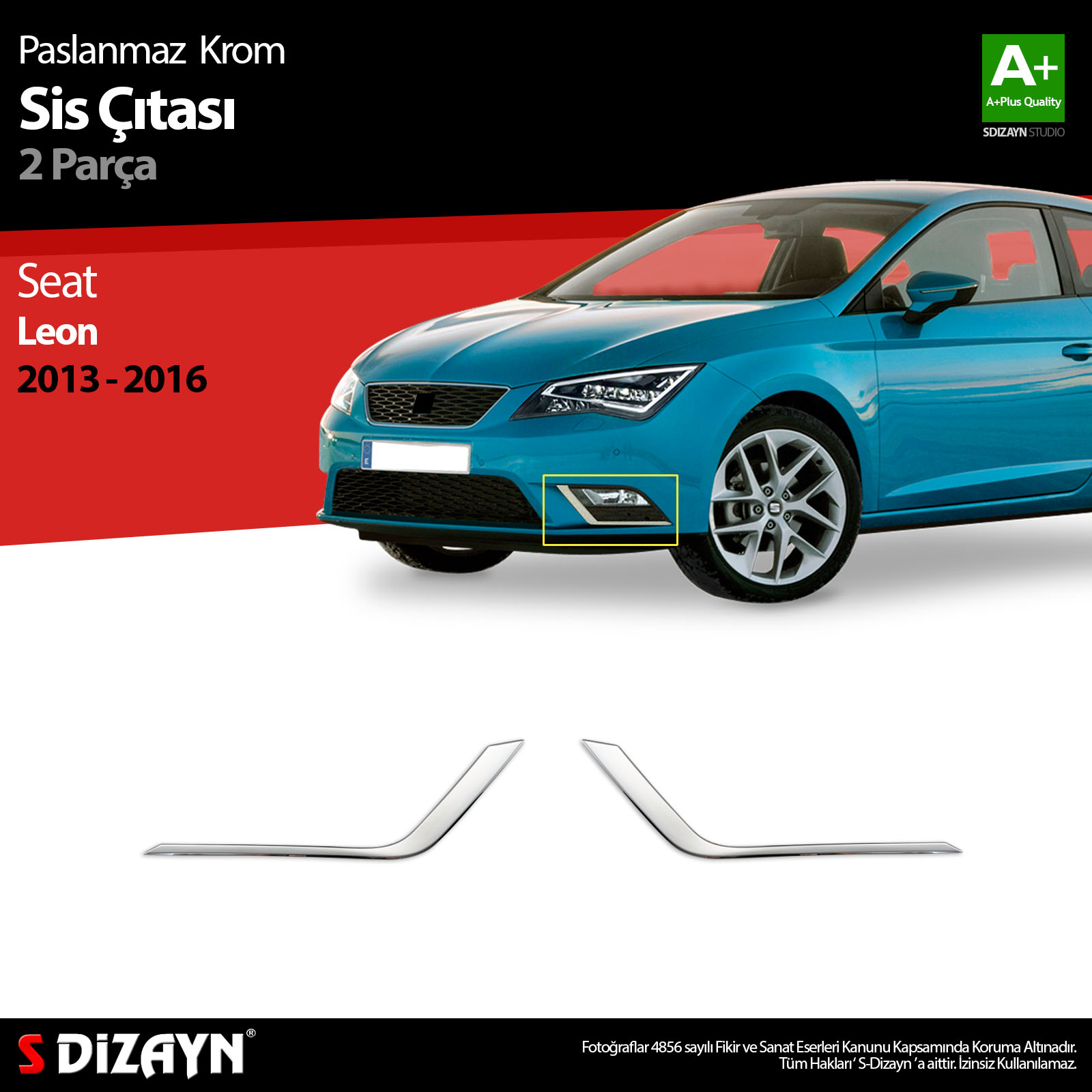 Seat Leon Krom Sis Farı Çerçevesi 2 Prç. 2013-2016 1
