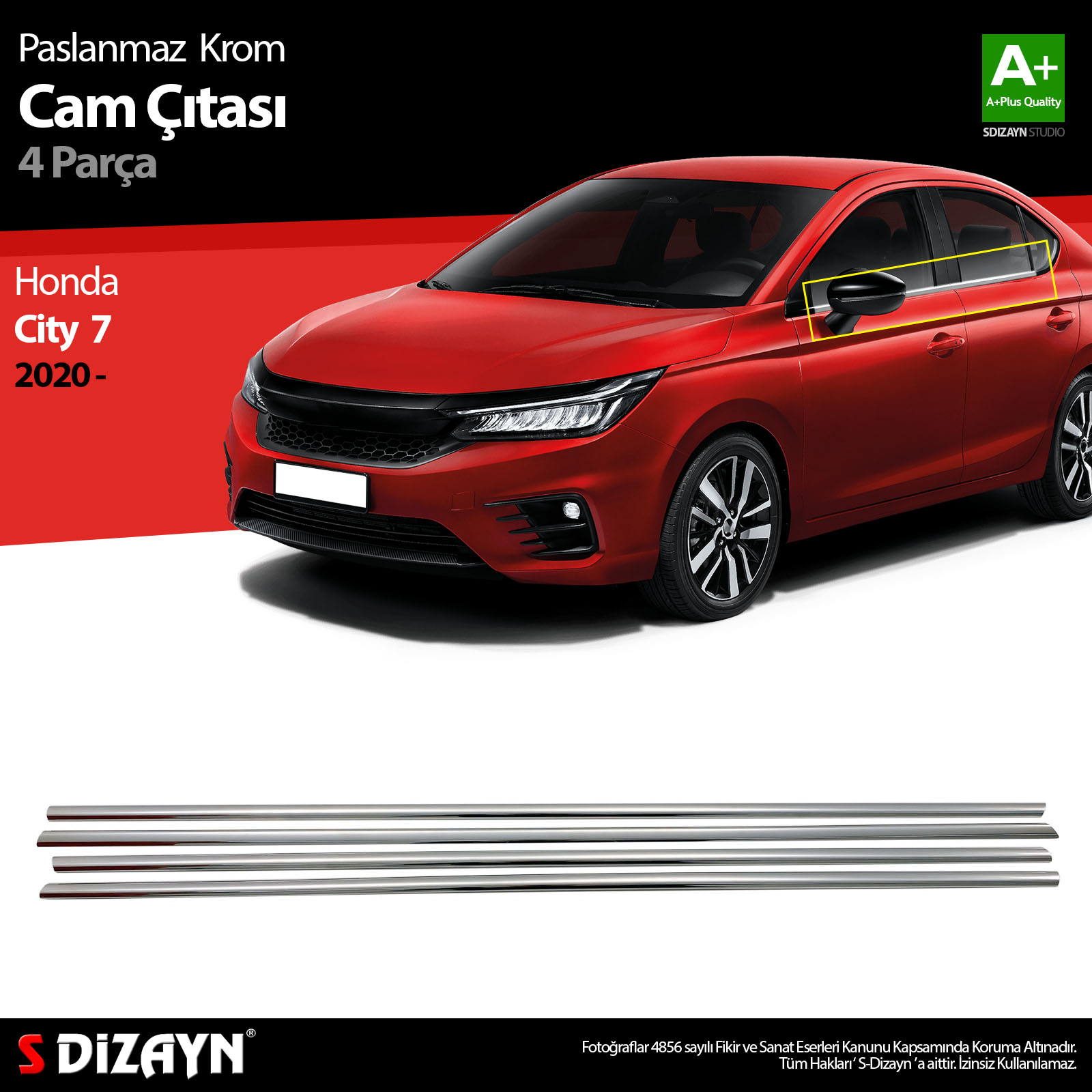 Honda City Chrome Window Trim 4 Piece 2020 After 1