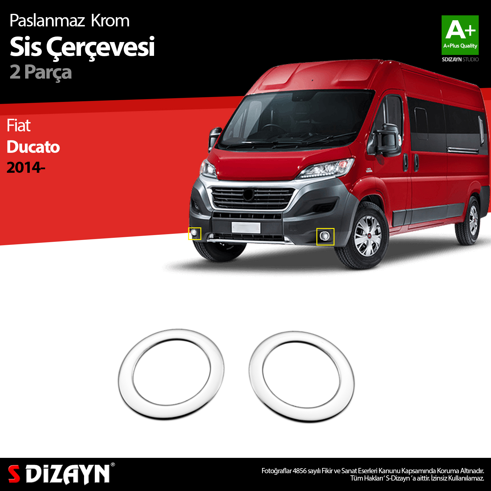 Fiat Ducato Krom Sis Farı Çerçevesi 2 Prç 2014 Üzeri 1