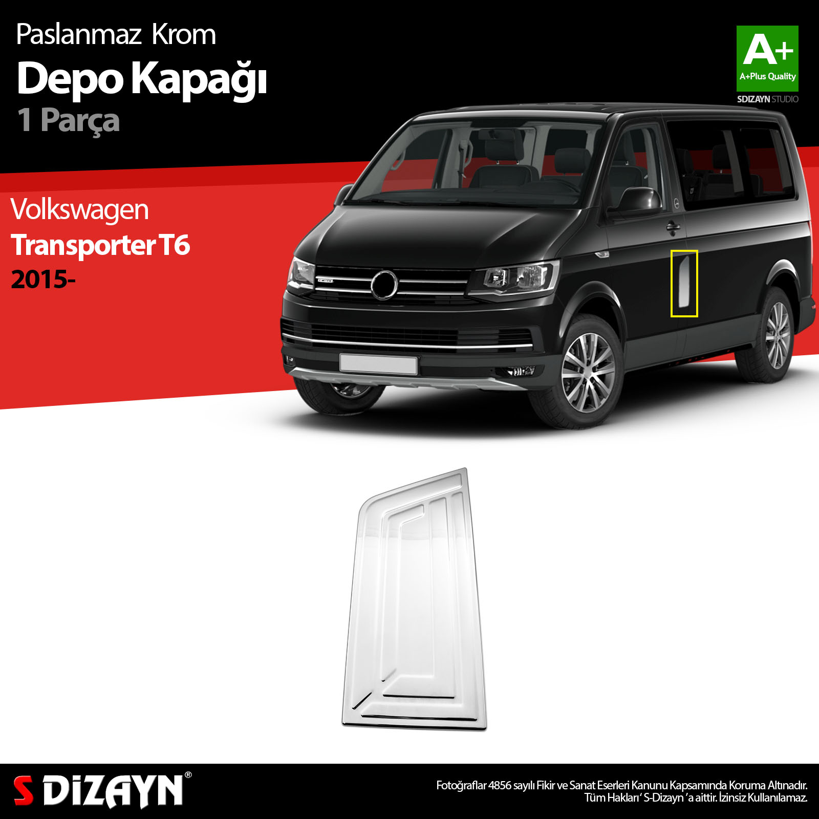 S-Dizayn VW T6 Transporter Krom Depo Kapağı 2015 Üzeri